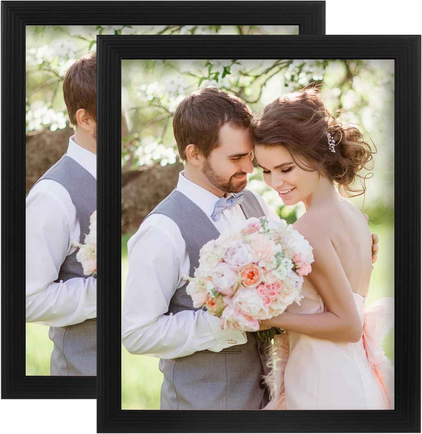 PECULA 2 Pack 5x7 Picture Frame, Black Picture Frame for Wall and Tabletop Display, Resistant Plastic Clear Plexiglass for Vertical or Horizontal Display