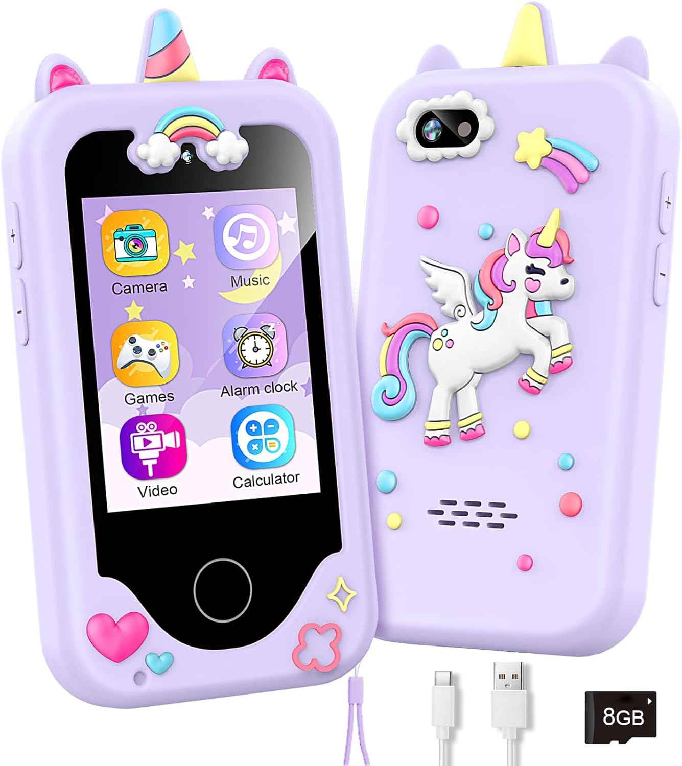 WEOLULI Kids Smart Phone with Dual Camera, Game & Music Player, Toddler Learning Play Toy Cell Phone, Gifts for Girls, Christmas, Birthday, Age 3-10, Light Pink