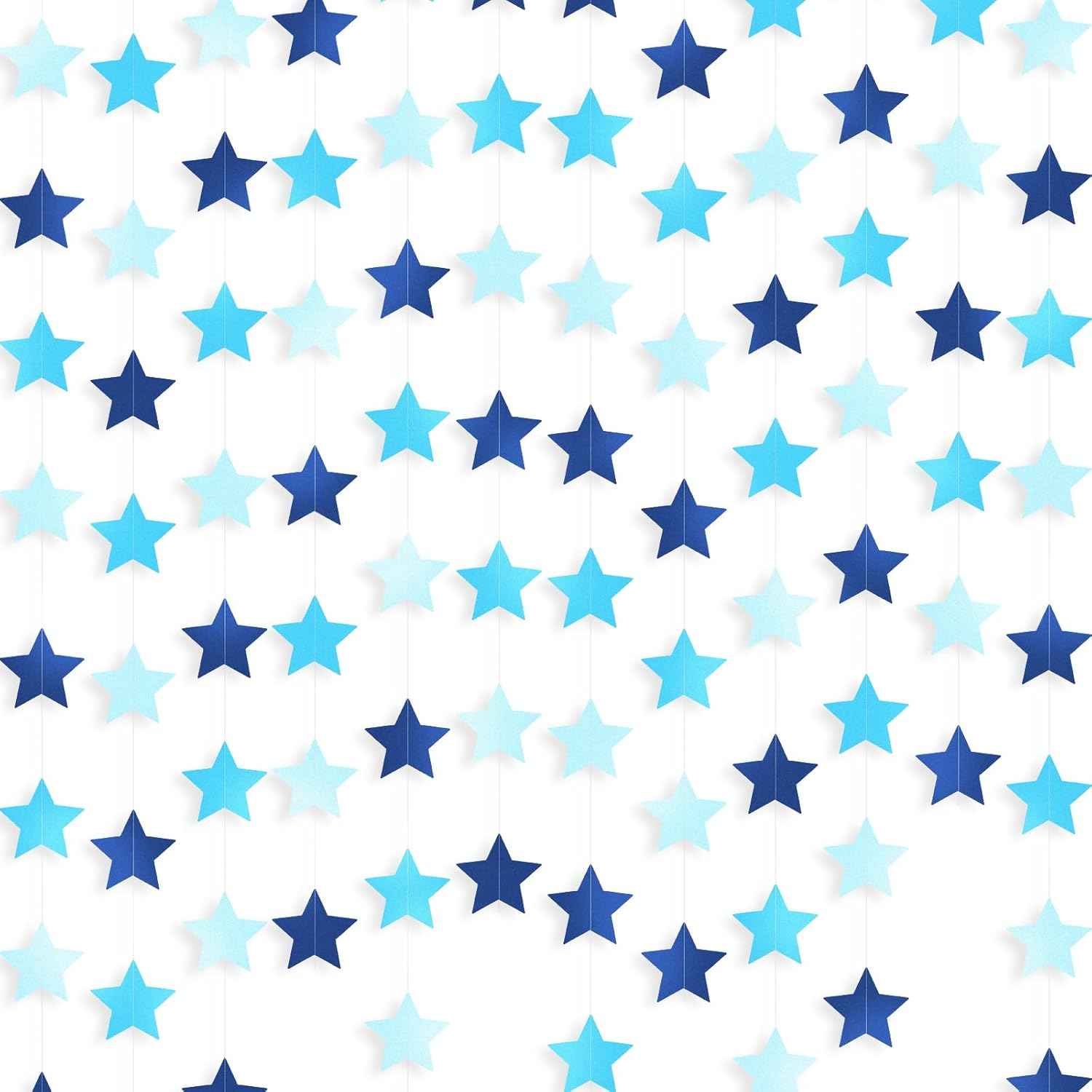 Patelai Glitter Star Garland Banner Christmas Decor 130 Feet Star Hanging Bunting Banner Twinkle Backdrop for Homecoming Classroom Wedding Birthday Halloween Party Supplies(Gold)