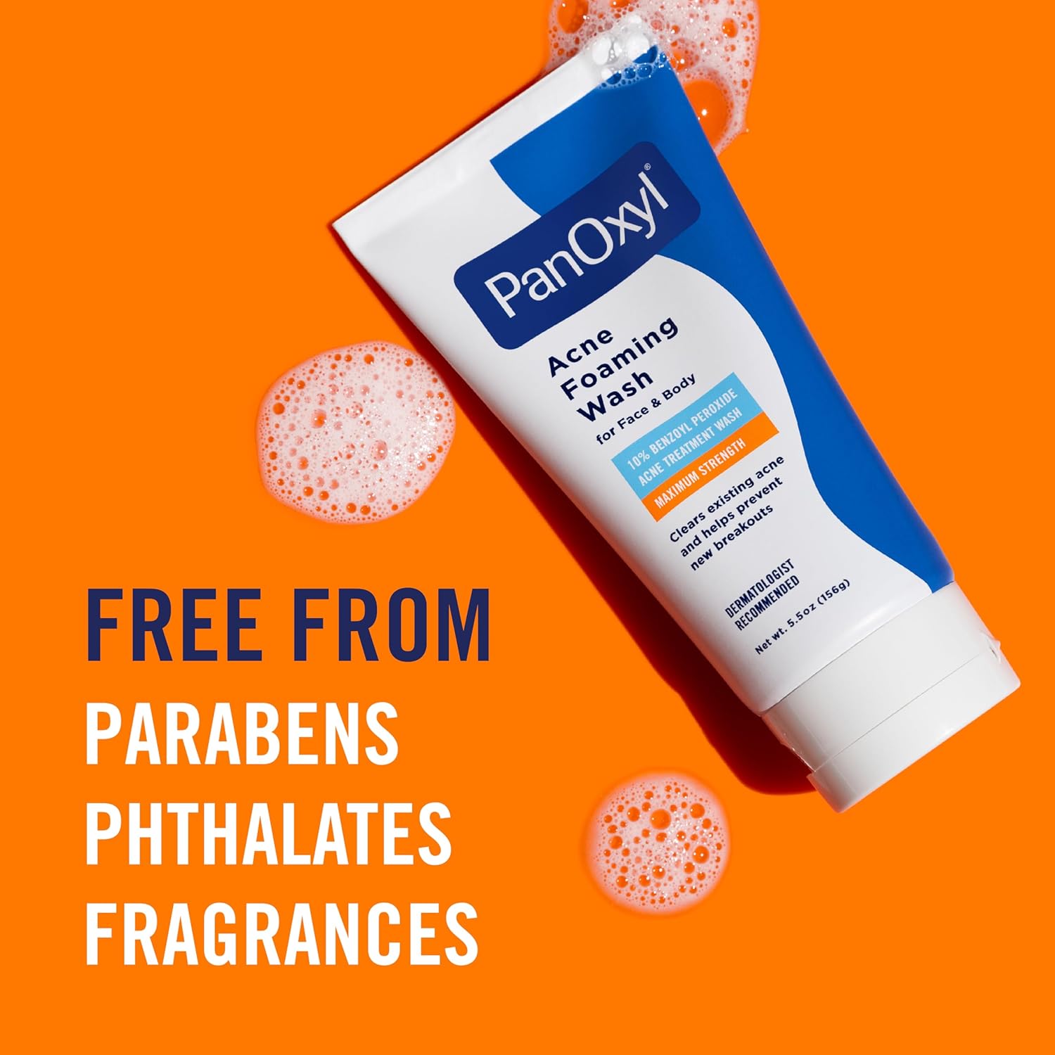 PanOxyl acne foaming wash, 10% benzoyl peroxide maximum strength, antimicrobial, 5.5 oz