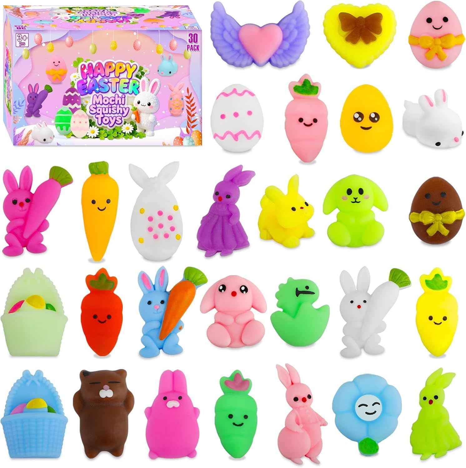 30 Pack Squishy Toys, Kawaii Squishies Party Favors for Kids 4-8 8-12 Treasure Box Toys for Classroom Birthday Xmas Gifts Goodie Bag Mini Animals Mochi Squishy Stress Relief Sensory Toys Random