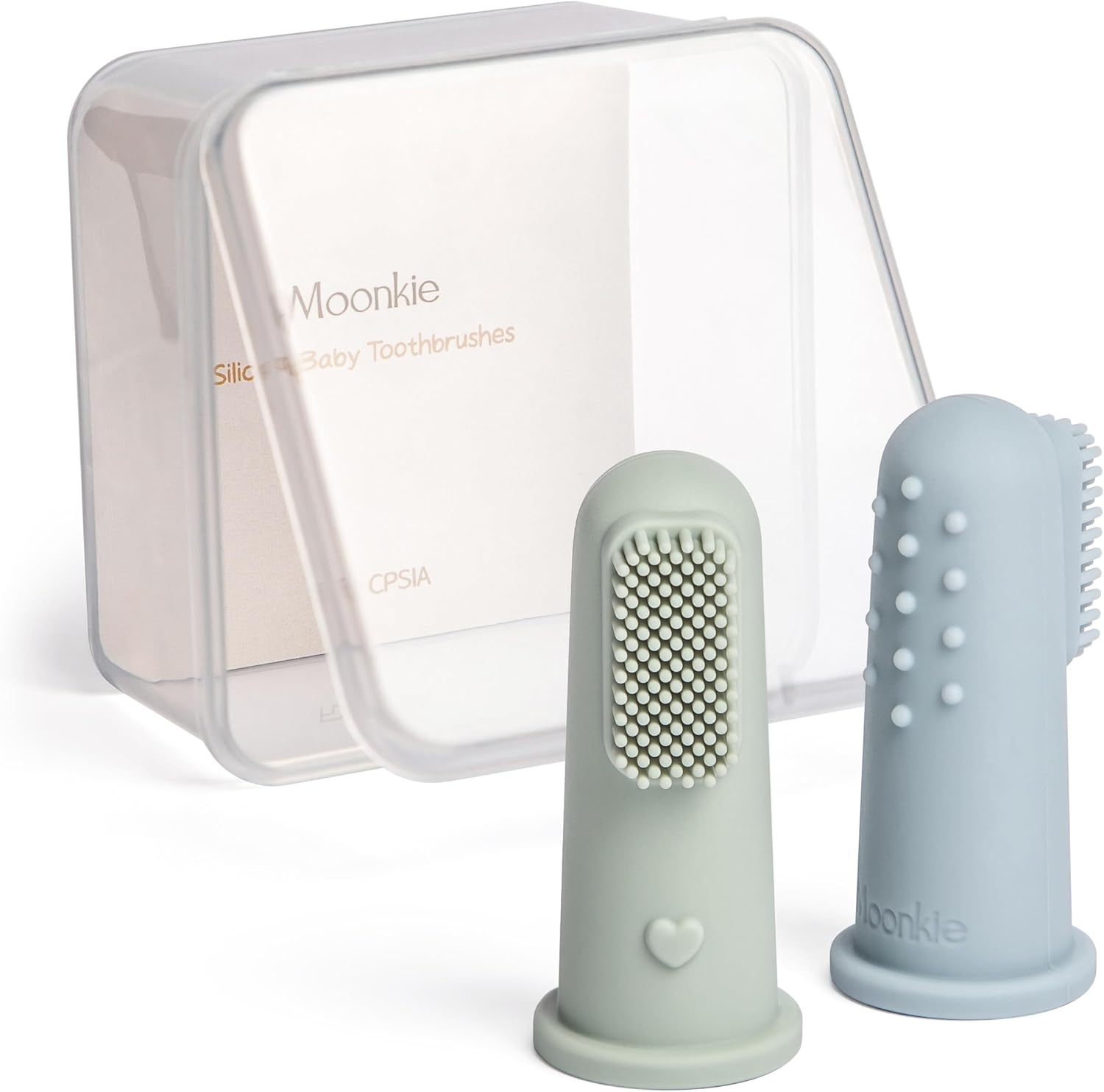 Moonkie Baby Finger Toothbrush Tongue Oral Cleaner Kit for 3 Months +, 3 Pcs, Blush/Pale Mauve/Blush Soft Touch Design