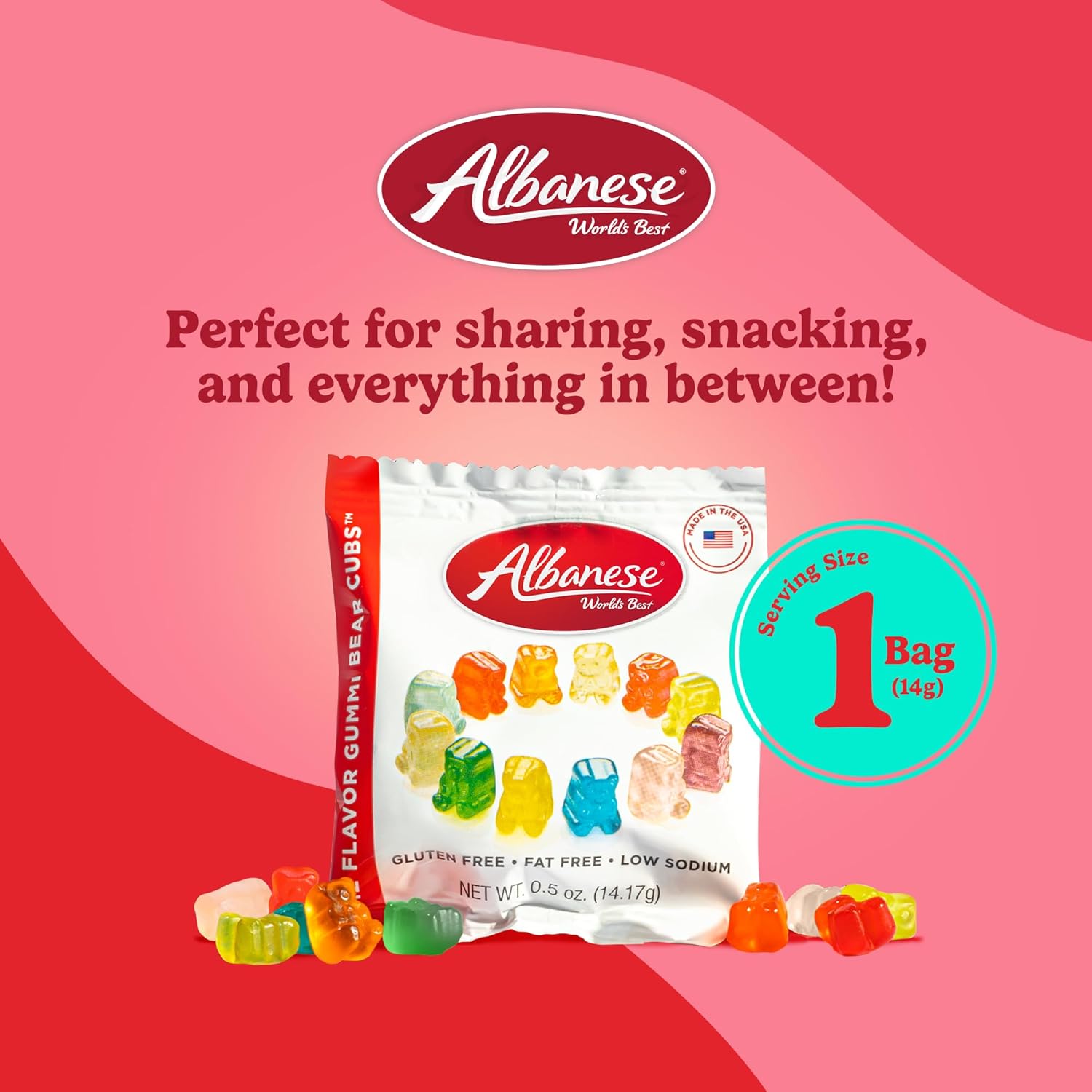 albanese 12 flavor gummy bear cubs 50-count snack packs individually wrapped