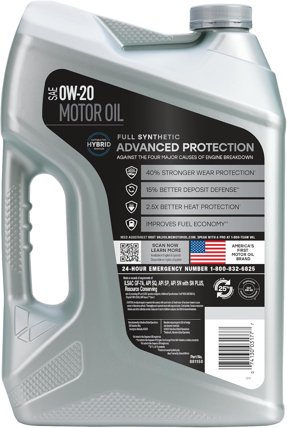 Valvoline Advanced Full Synthetic SAE 0W-20 Motor Oil 5 QT