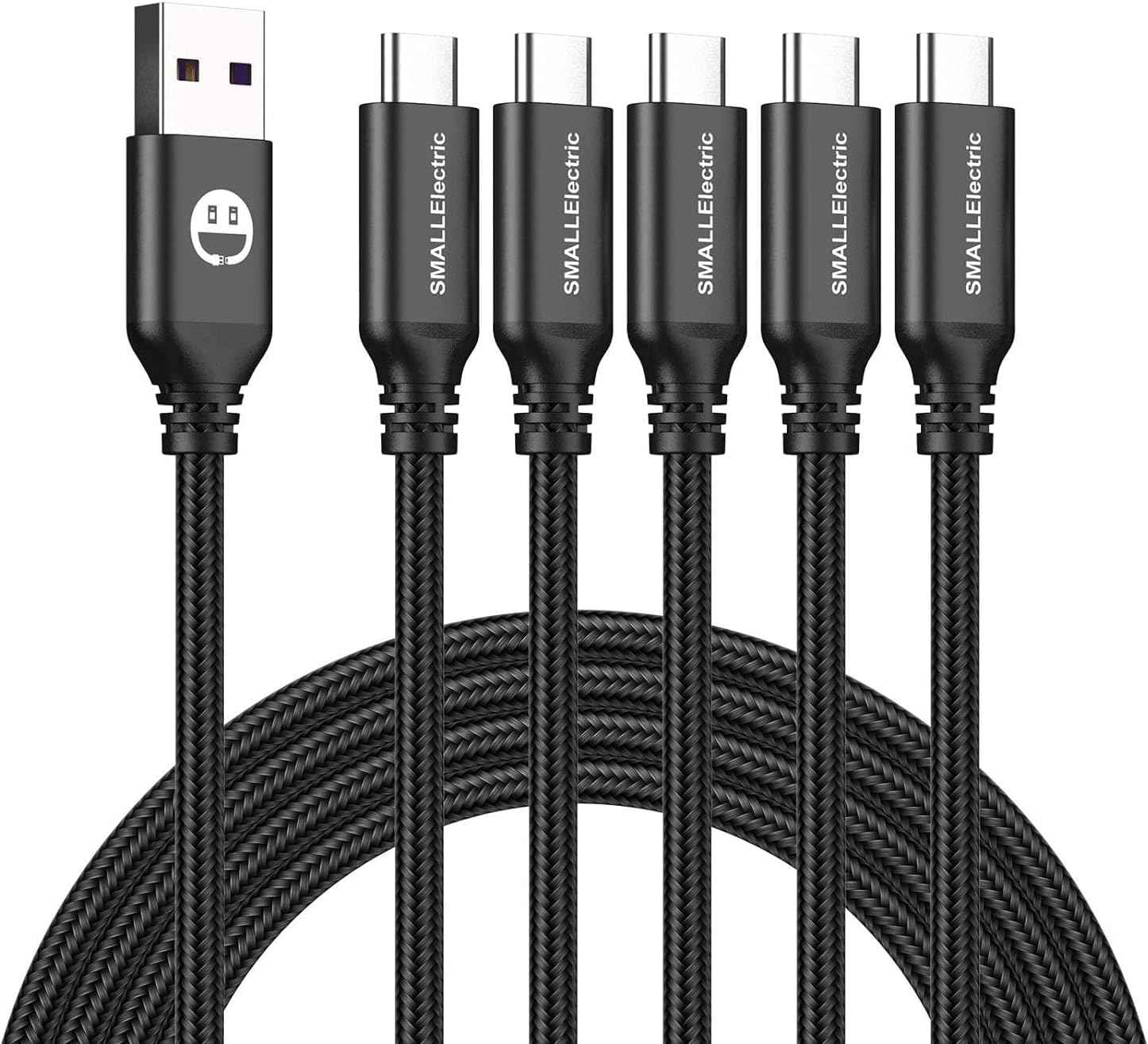 USB Type-C to A Cable 5pack 6ft Braided Fast Charging 3A Quick Charger Cord, 6 Foot Compatible iPhone 17/17 Pro/16e/16/15 Pro Max,Samsung Galaxy S10 S9 S8 Plus, Note 10 9 8, LG V50 V40 G8 G7(Grey)