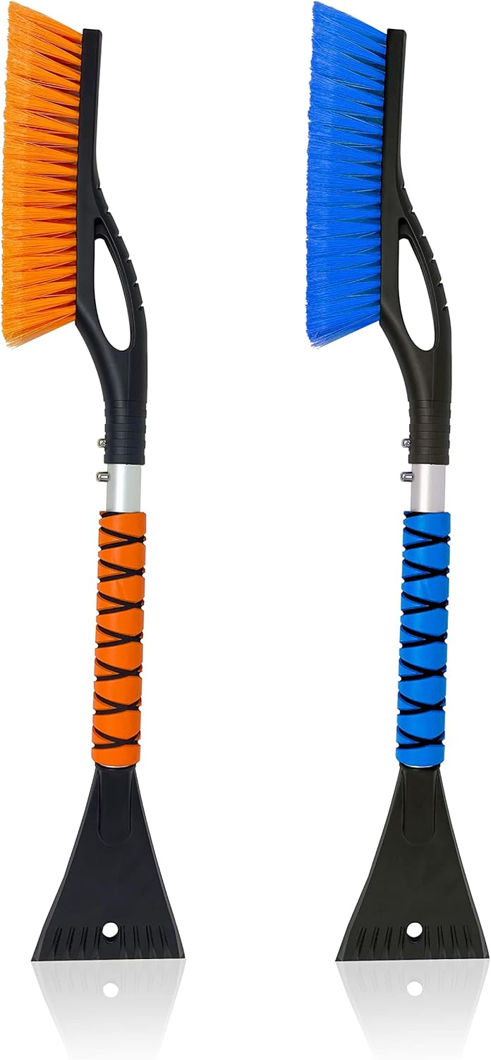 EcoNour 27 inch car snow brush and ice scraper 2 pack for windshield snow removal and ice scraping winter car accessories