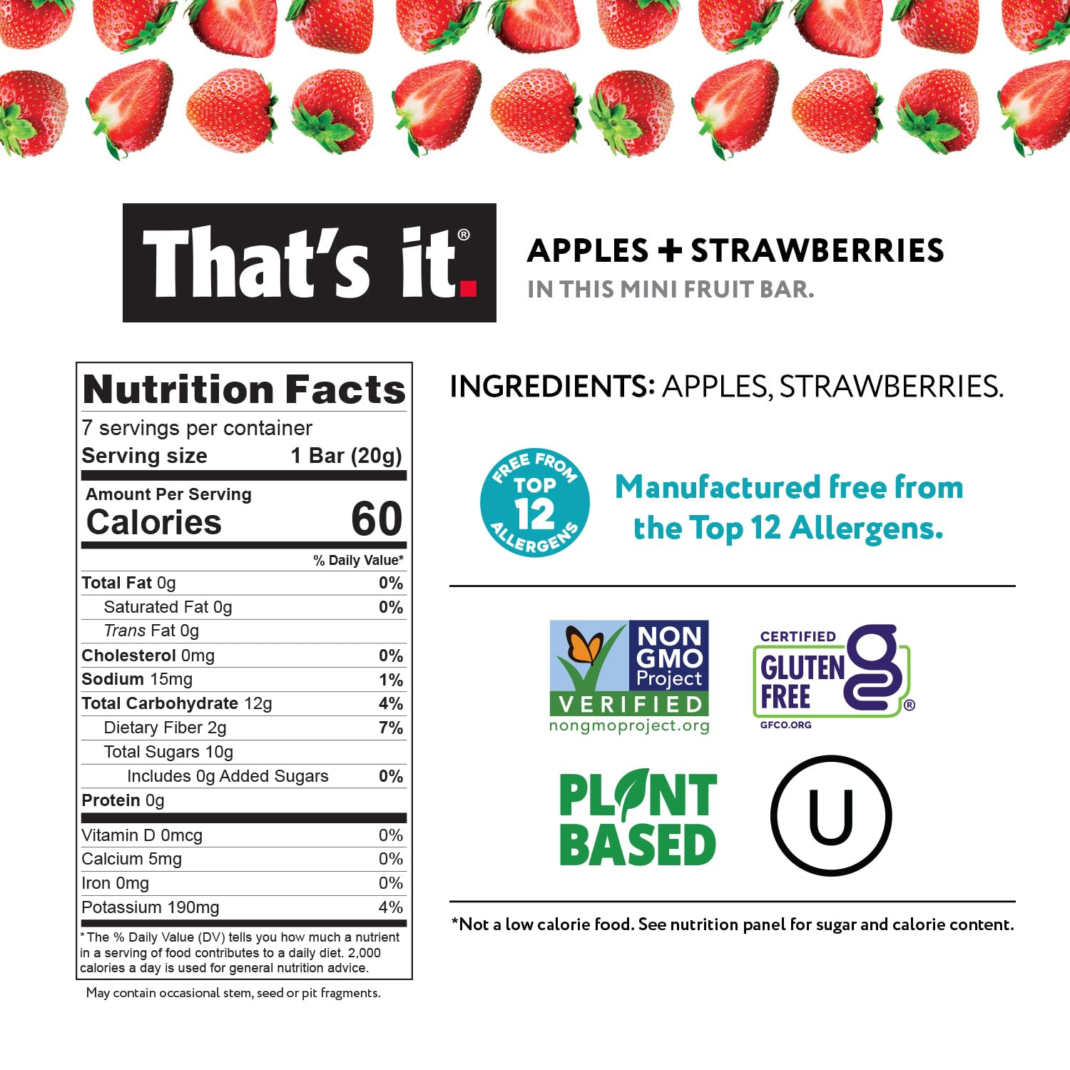 That's it. Mini Fruit Bars Variety 35 Pack, No Sugar Added, Plant-Based, Vegan & Gluten Free