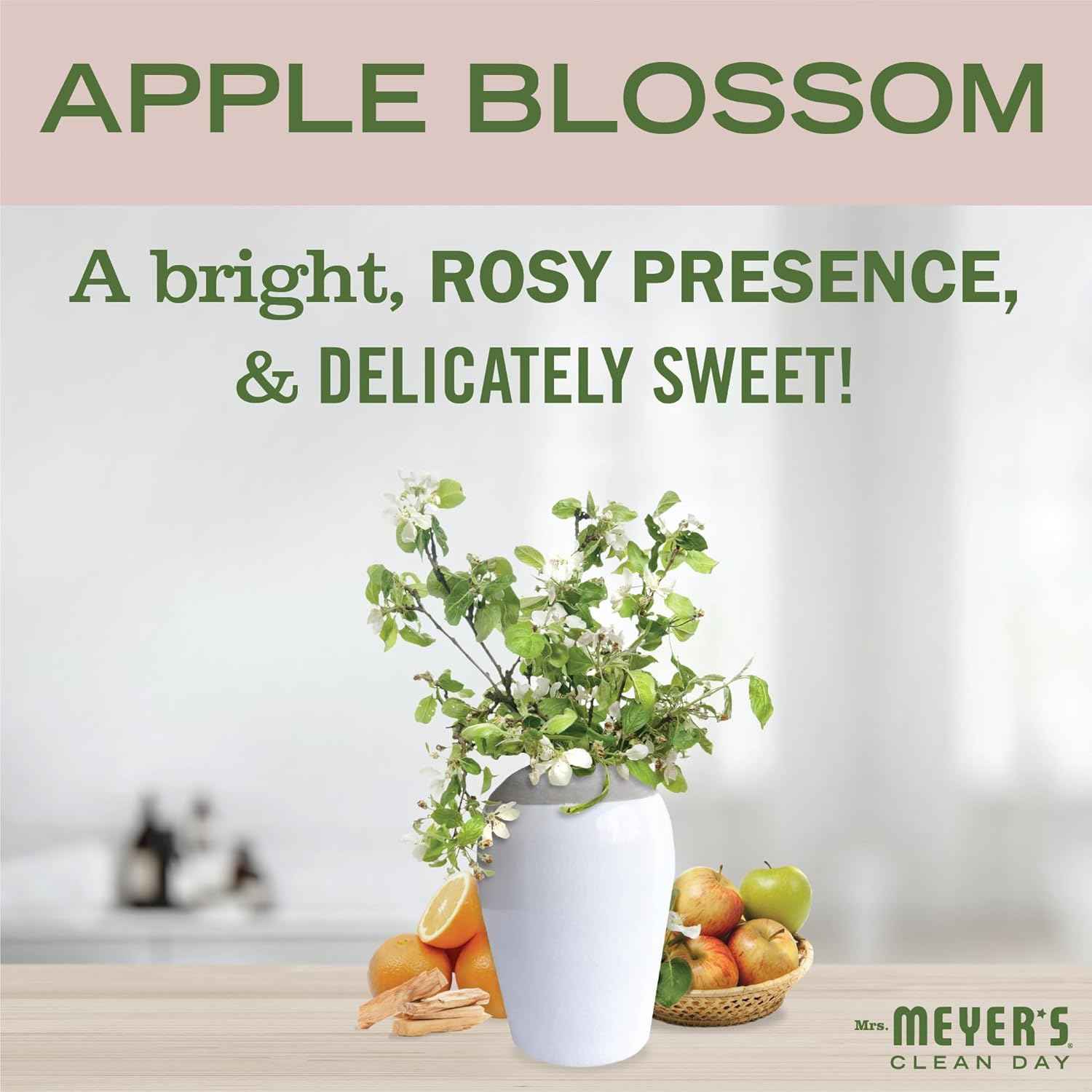 MRS. MEYER'S CLEAN DAY Vinegar Gel Cleaning Spray, Bathroom Use, No-Rinse Formula, Apple Blossom, 16 Fl Oz, Pack of 1