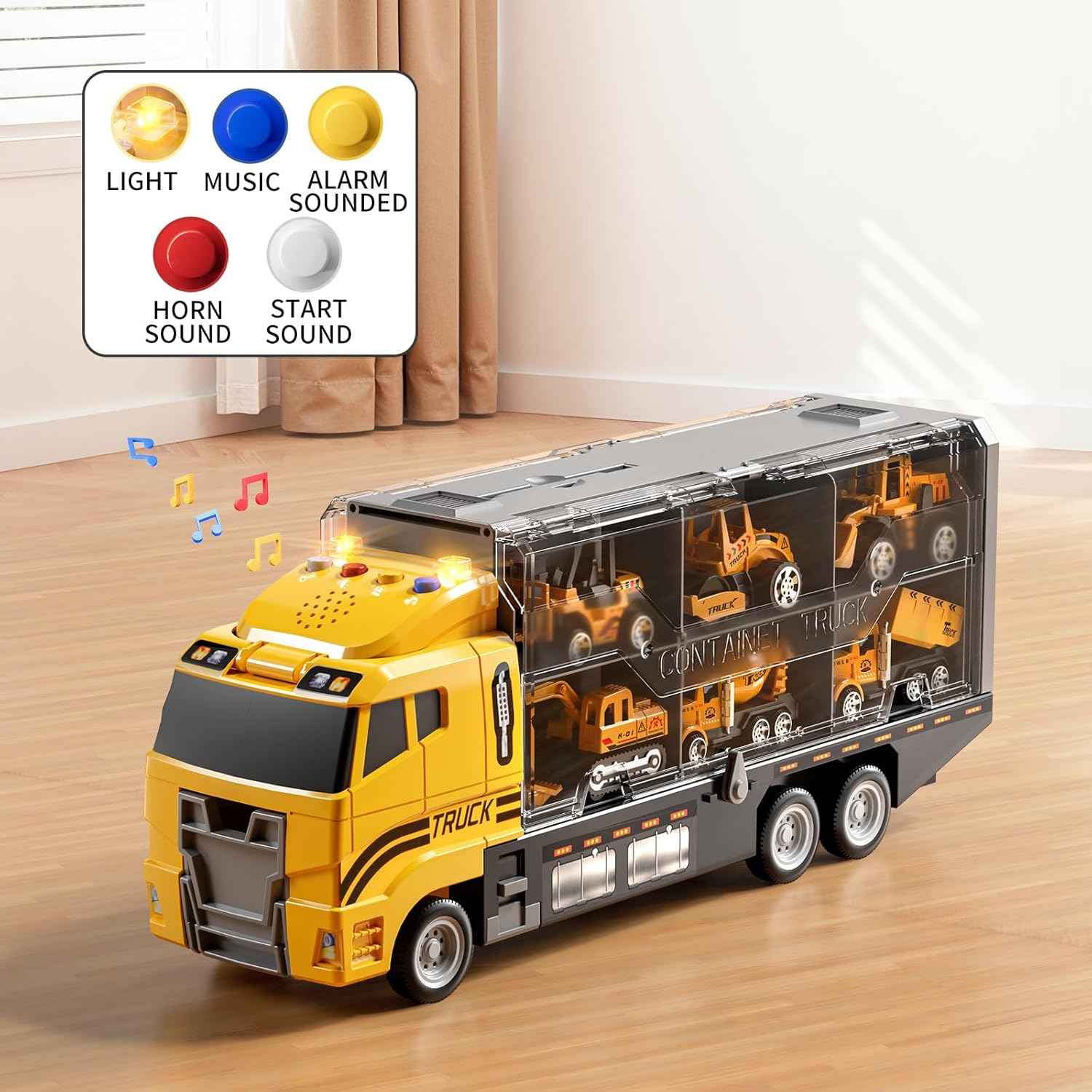 NIPLOOOW Toddler Boys Construction Truck Vehicle Toy Set with Play Mat and Die-Cast Toy Car, Transport Carrier Truck for Kids 3-5, Birthday Gifts Toys for 3-8 Year Old Boys