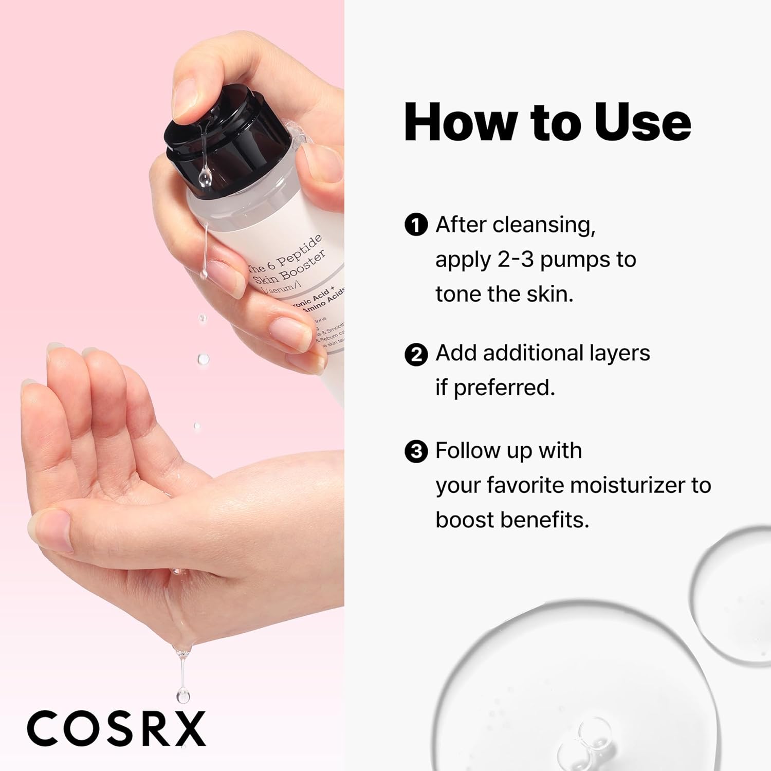 cosrx 6x peptide collagen booster toner serum for all skin types with copper peptides, niacinamide, and hyaluronic acid, 150ml