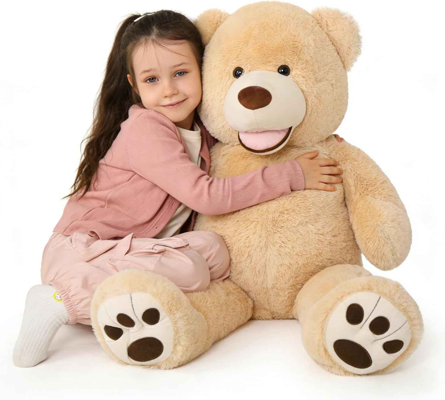 MaoGoLan Giant Teddy Bear 4 Feet,Adorable and Cuddly Big Bear Stuffed Animal 47", Classic Teddy Bear Plush Gift Decoration for Baby Shower,Party,Birthday,Valentines Day,Tan