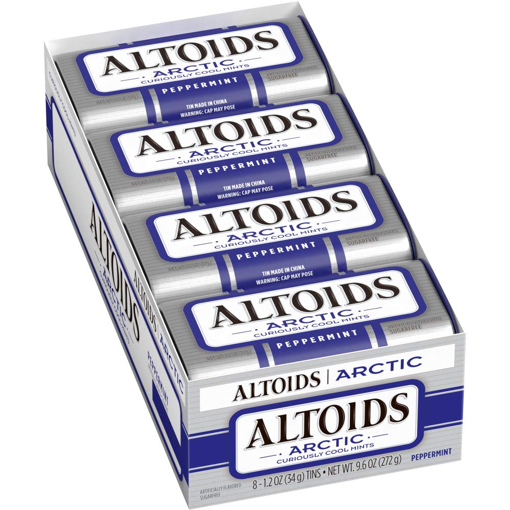 altoids arctic peppermint breath mints sugar free 1.2 oz tin pack of 8