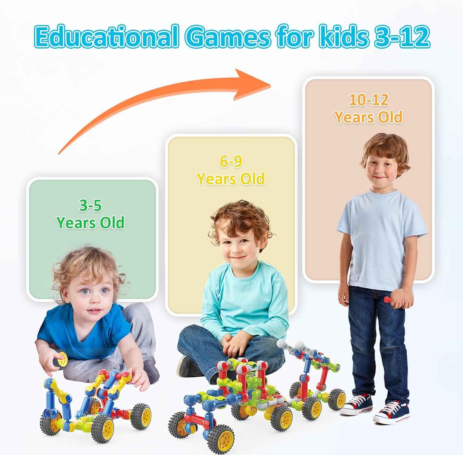 Huaker Stem Building Toys for 3 4 5 6 7 8 Year Old Boys Girls Kids,180 Pieces Building Blocks Educational Learning Toys with Large Storage Box,Ideal Christmas Birthday Gifts