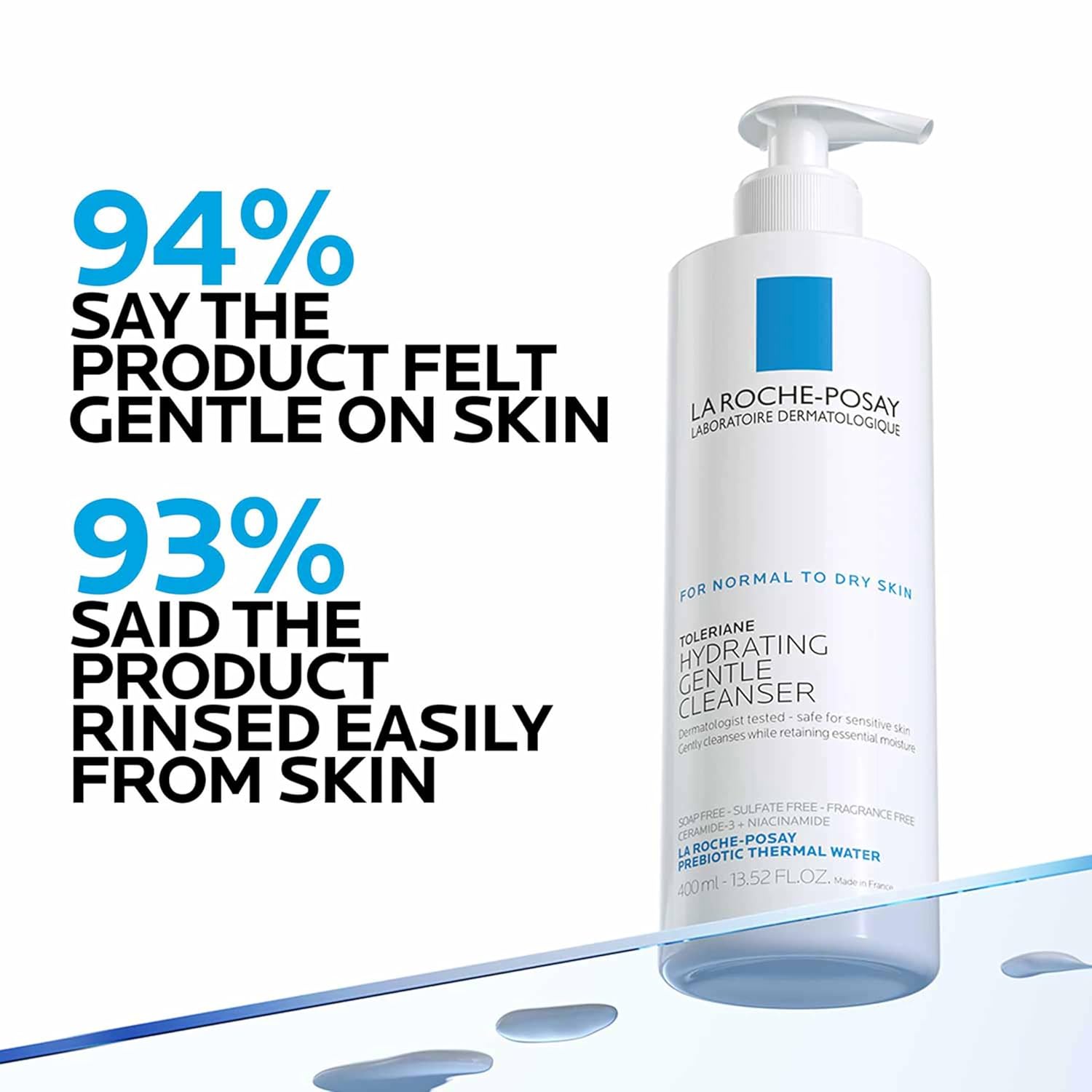 La Roche-Posay Toleriane Hydrating Gentle Face Cleanser, 200ml, Daily Face Wash for Dry Skin, Fragrance Free