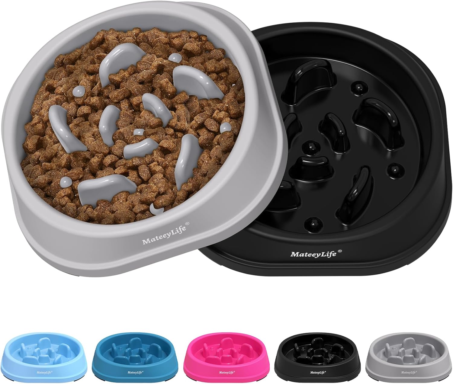 MateeyLife slow feeder dog bowls, 2PCS, anti-choking puzzle dog food bowls, anti-slip interactive feeding slow down eating for medium breeds