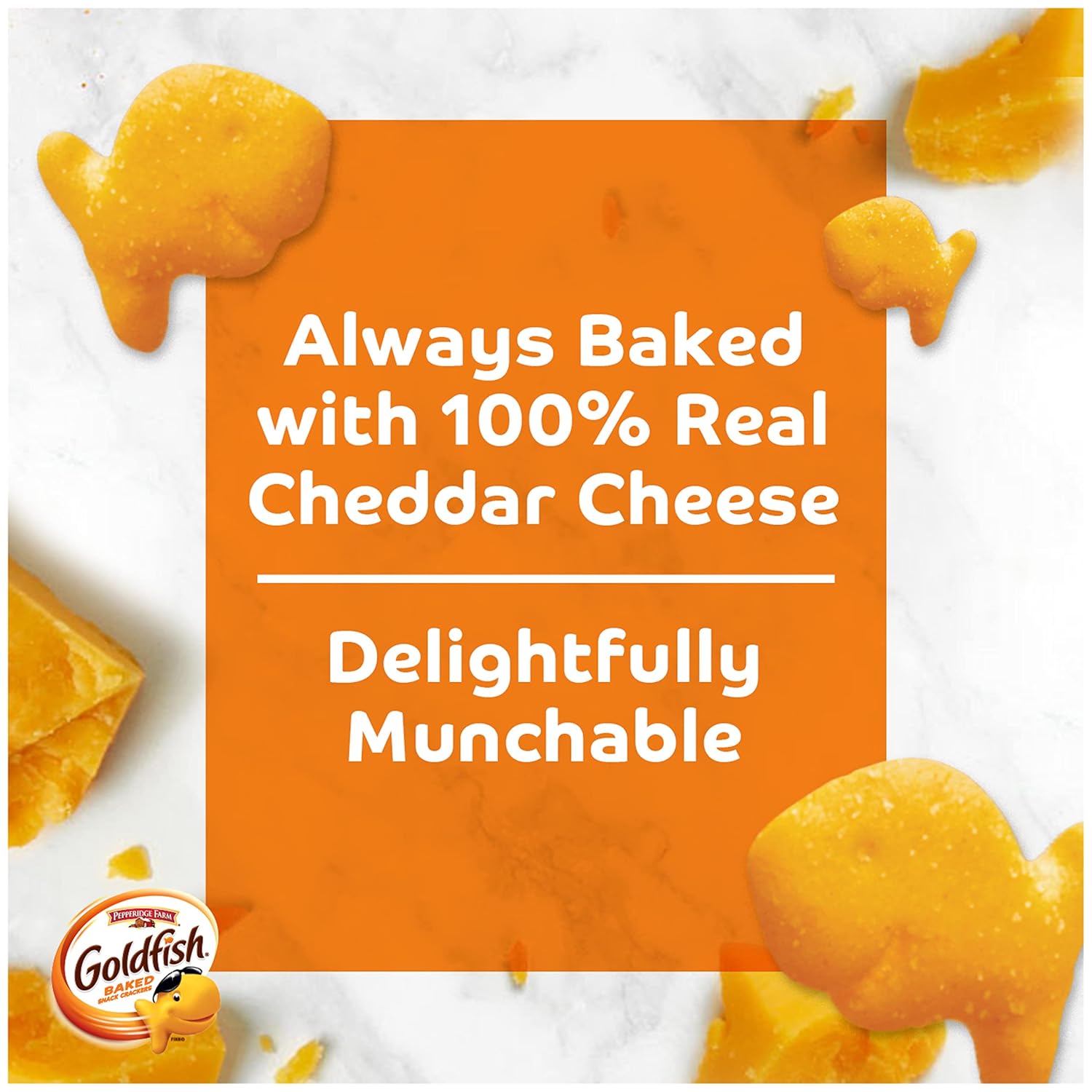 goldfish colors cheddar crackers, 9ct multi-pack tray, 9x0.9oz snack pack, baked with real cheese