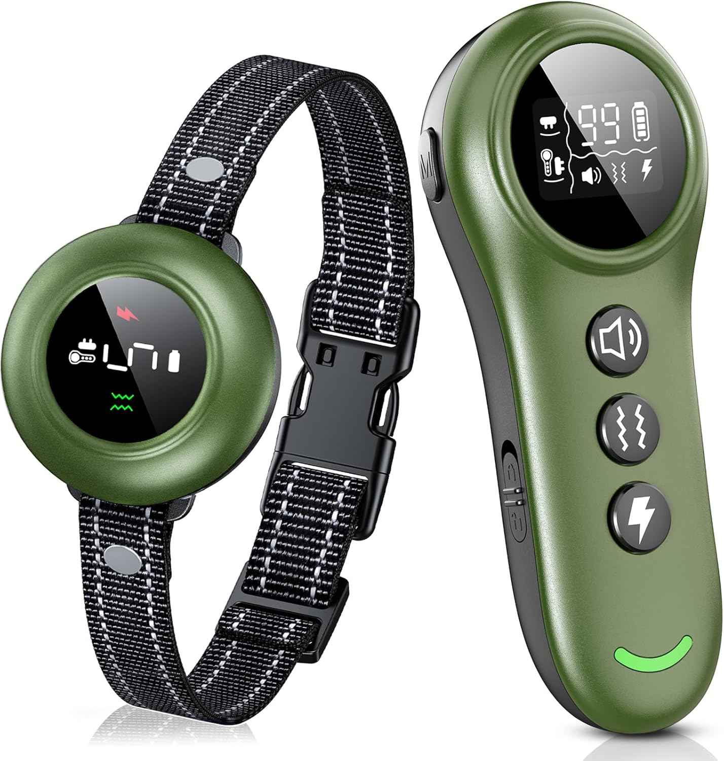 2-in-1 Dog Shock Collar & Dog Bark Collar - Smart Anti Barking Dog Training Collar with 5 Adjustable Sensitivity & 3300FT Remote for All Breeds IP67 Waterproof E-Collar