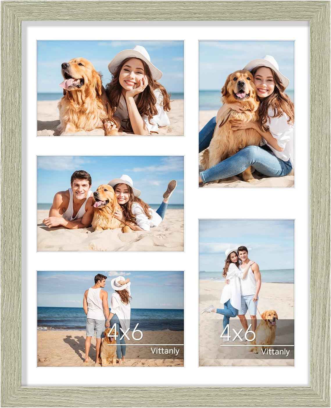 Vittanly 11x14 Collage Picture Frame, Displays 5Pcs 4x6 Pictures with Mat or 1Pcs 11x14 without Mat for Wall Mounting, Picture Frames Collage Wall Decor in Black, 1 Pack