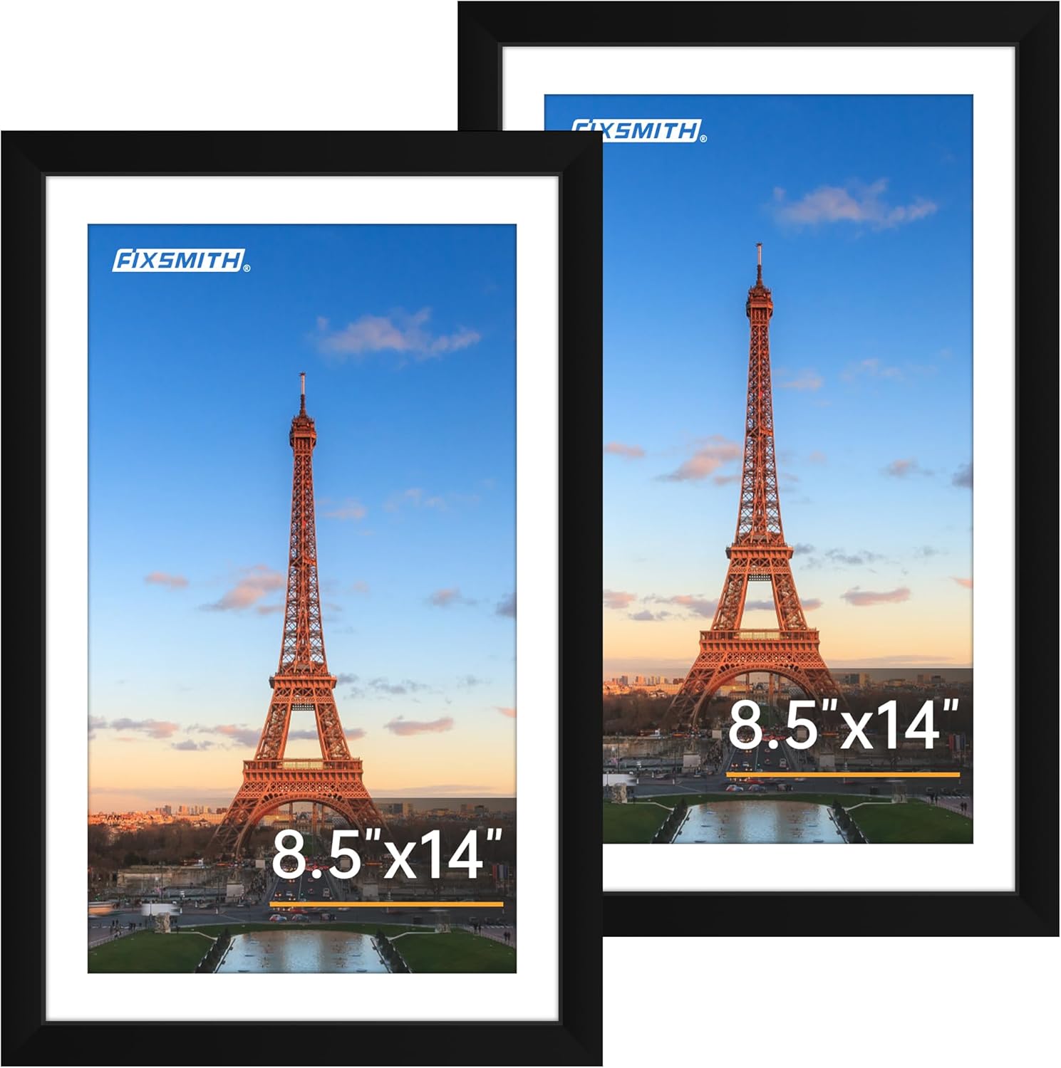FIXSMITH 8x10 Picture Frame Set of 2, Photo Frame with HD Plexiglass, Display Pictures 5x7 with Mat or 8x10 Without Mat Multi Picture Frames Collage for Tabletop or Wall Display, Black