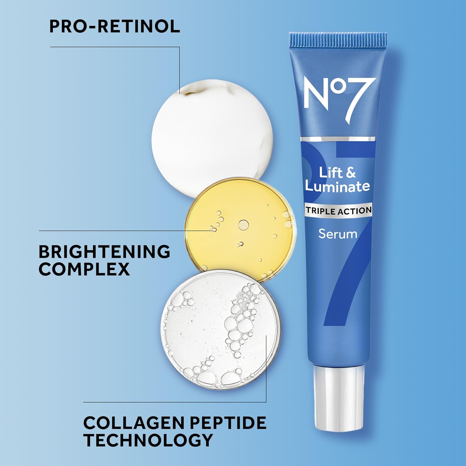 no7 lift & luminate triple action face serum - anti-wrinkle + brightening 50ml