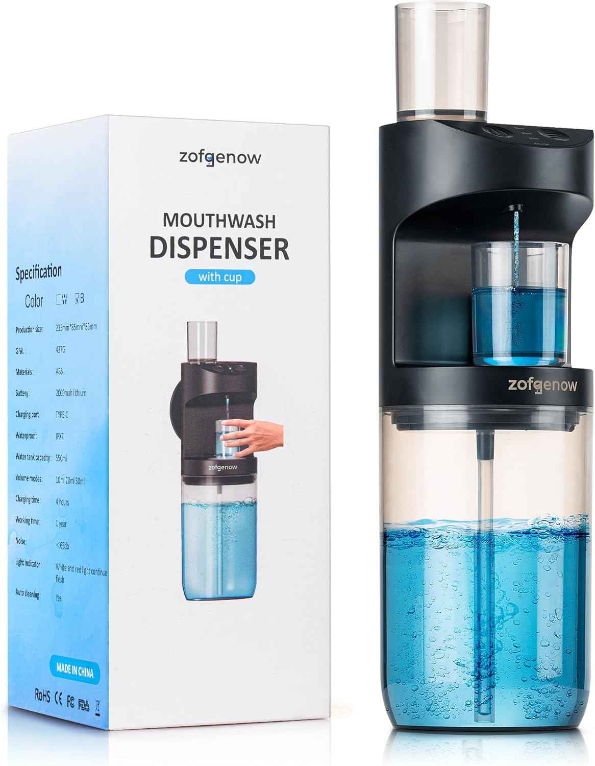 ZOFGENOW Automatic Mouthwash Dispenser for Bathroom,Bathroom Accessories 19.4 Fl Oz Dispensers with Magnetic Cups,Wall Mounted Dispenser,Suitable for All Age Groups,White