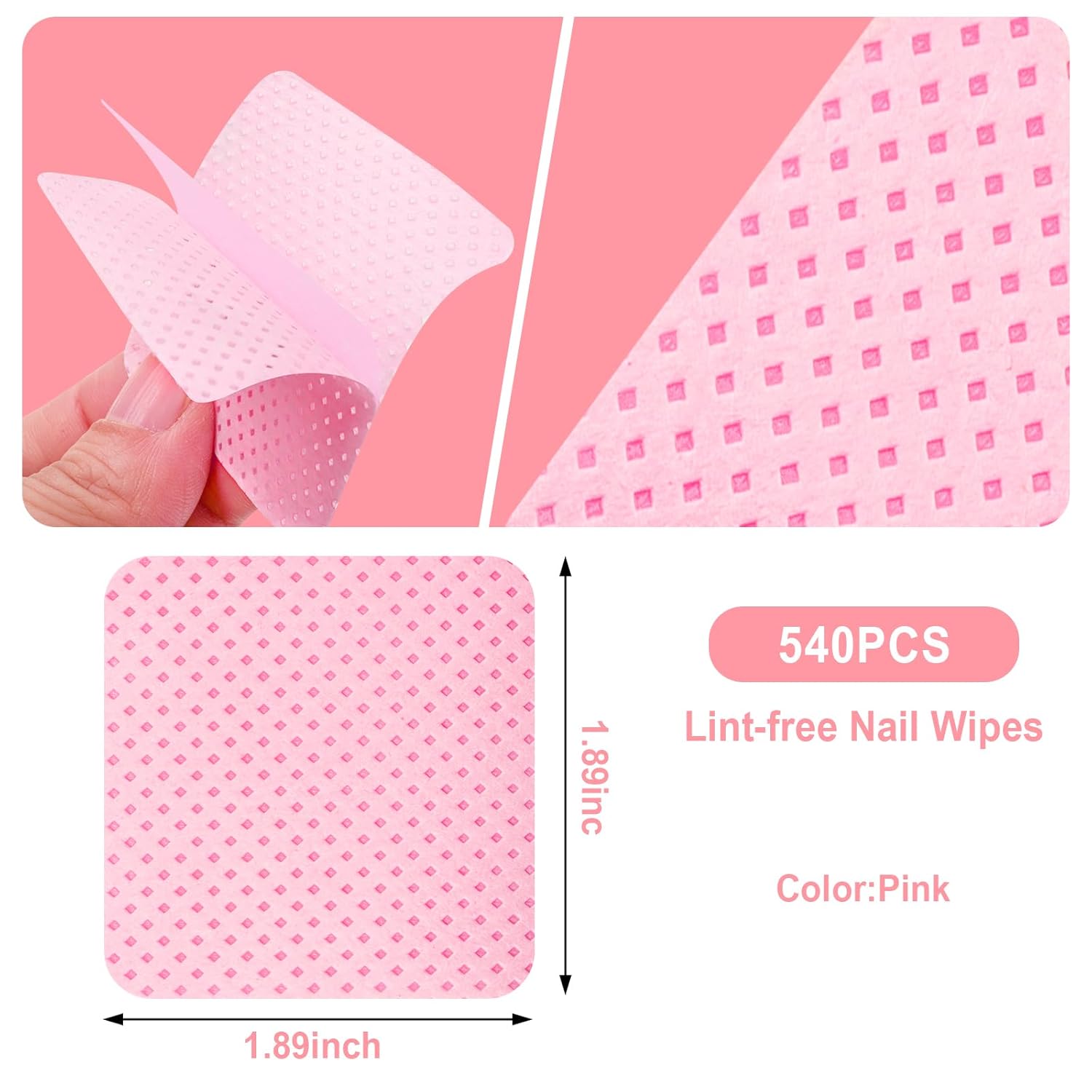 Lint Free Nail Wipes 540PCS Super Absorbent Soft Nail Polish Remover Wipes for Fingernail Eyelash Extension