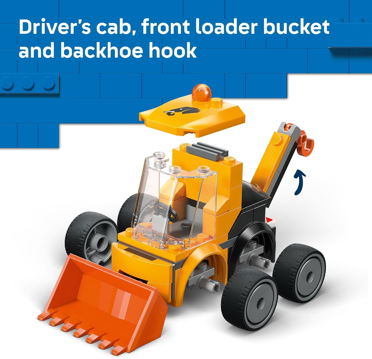 LEGO City Rides – Construction Loader Building Toy for Kids - Pretend Play Set for Boys & Girls, Ages 5+ - Construction Toy W/Backhoe, Loader Bucket, & Minifigure - Gift Idea for Birthdays - 60483