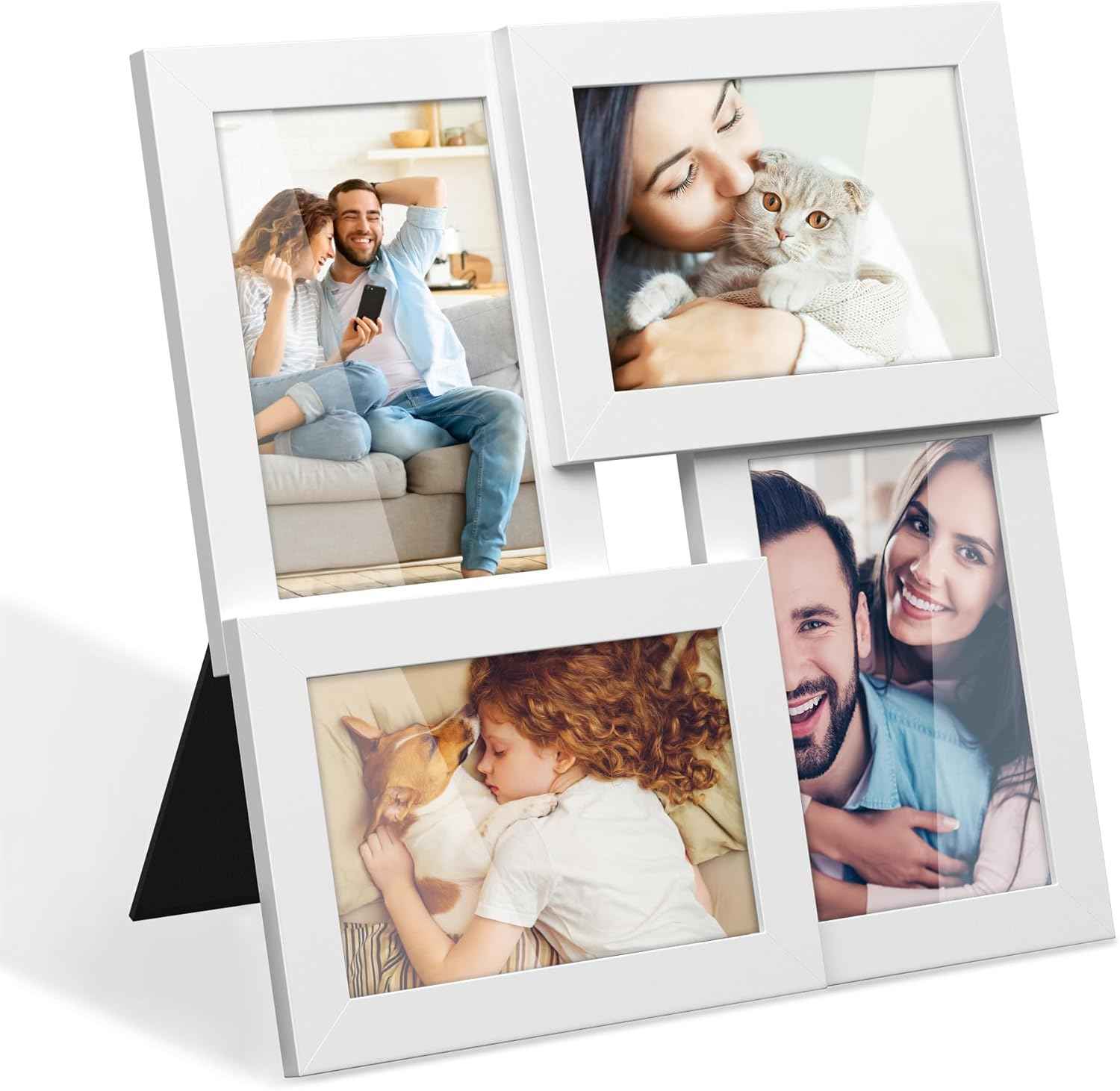 SONGMICS 4x6 Collage Picture Frames, Family Photo Collage Frame Set of 4 for Wall Decor, Glass Front, Wall Hanging or Tabletop, Christmas Gift, Ink Black URPF25BK