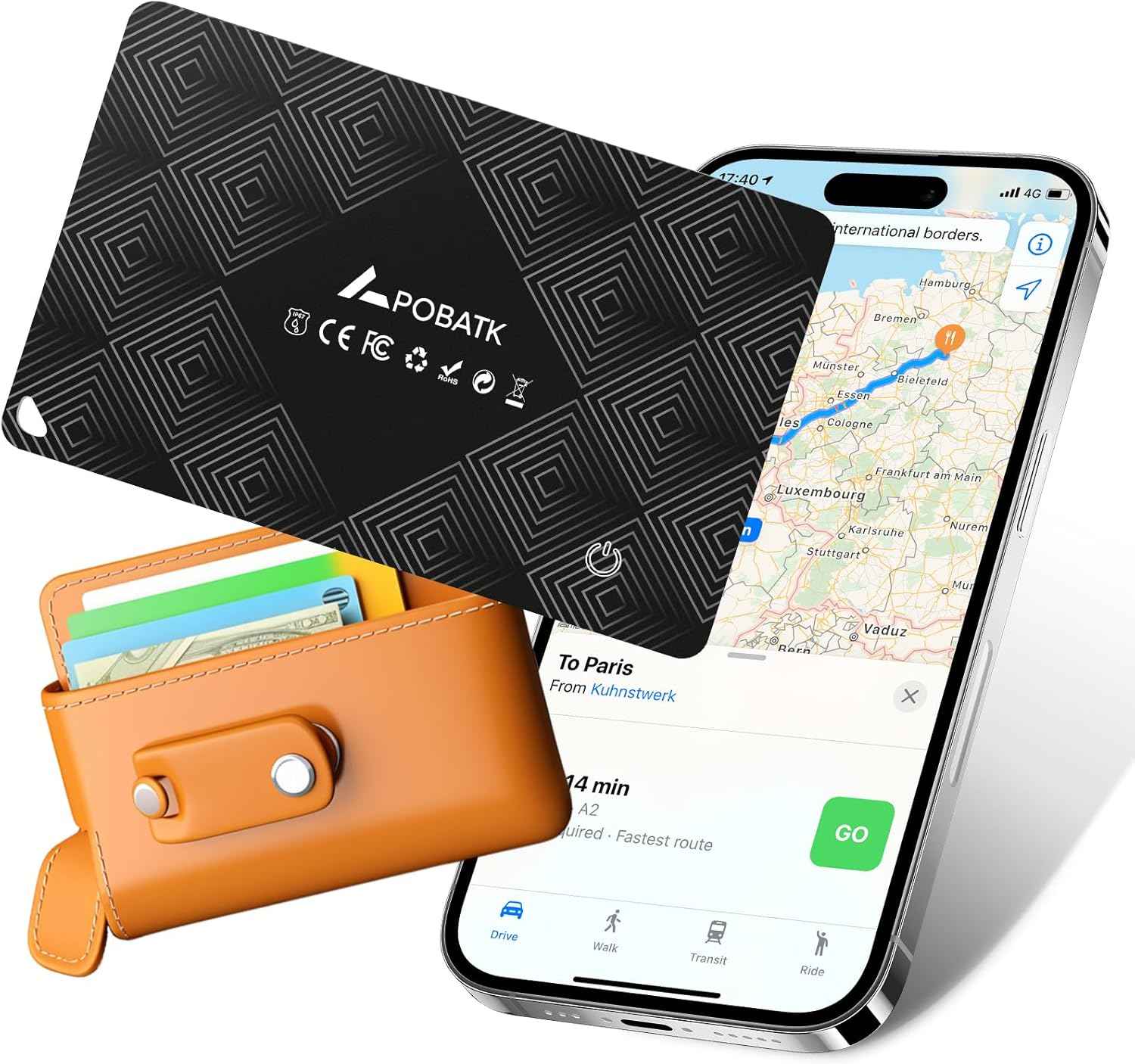 AirTag Card Wallet Tracker Set of 4 - Apple Find My (iOS Only) - 2025 Ultra-Slim 1.8mm Smart Finder, IP67 Locator for Men's Wallets & Luggage Black