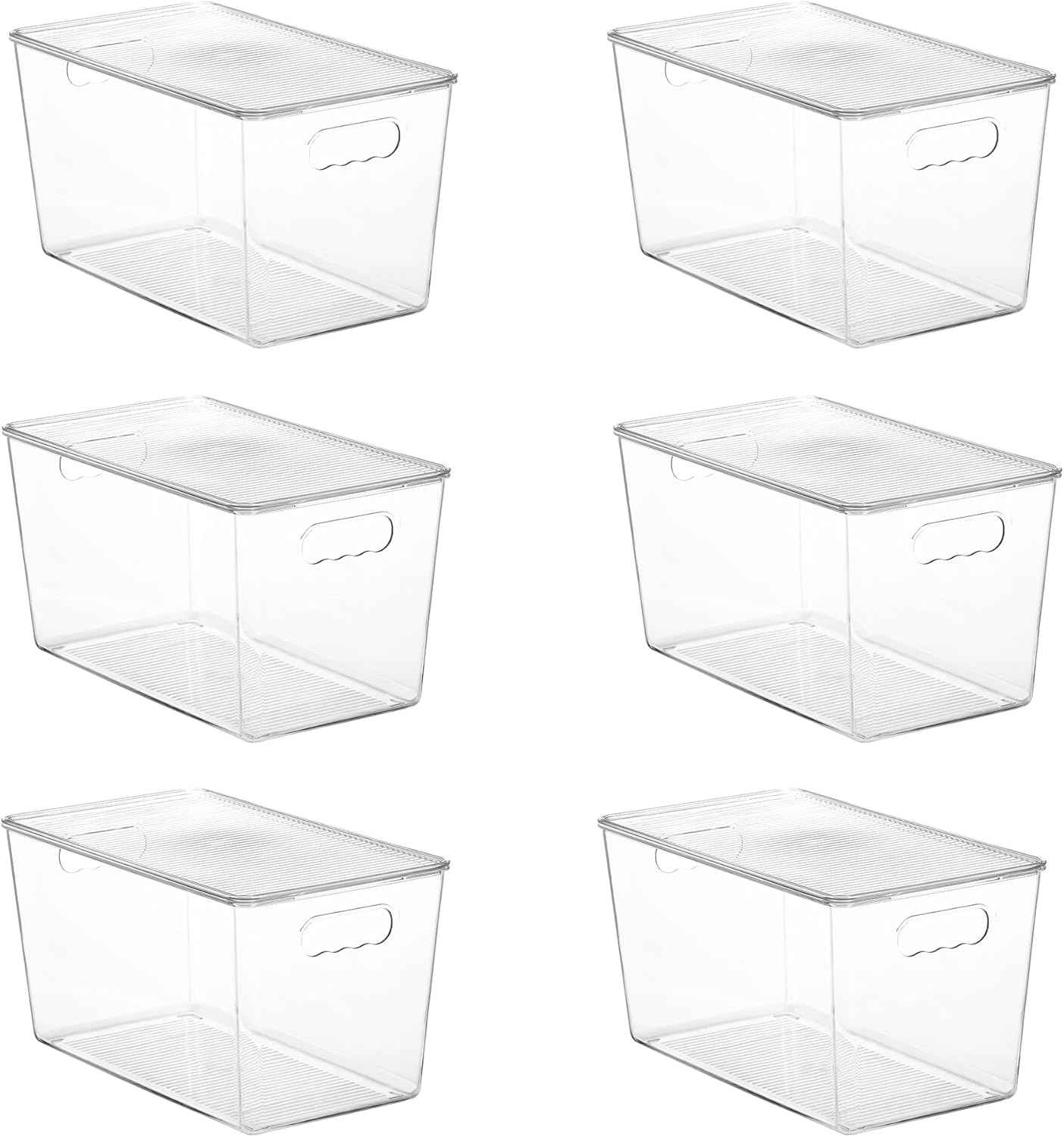 Vtopmart 6 Pack Clear Stackable Storage Bins with Lids, Medium Plastic Containers with Handle for Pantry Organizer and Storage,Perfect for Kitchen,Fridge,Cabinet, Closet,Bathroom Organization