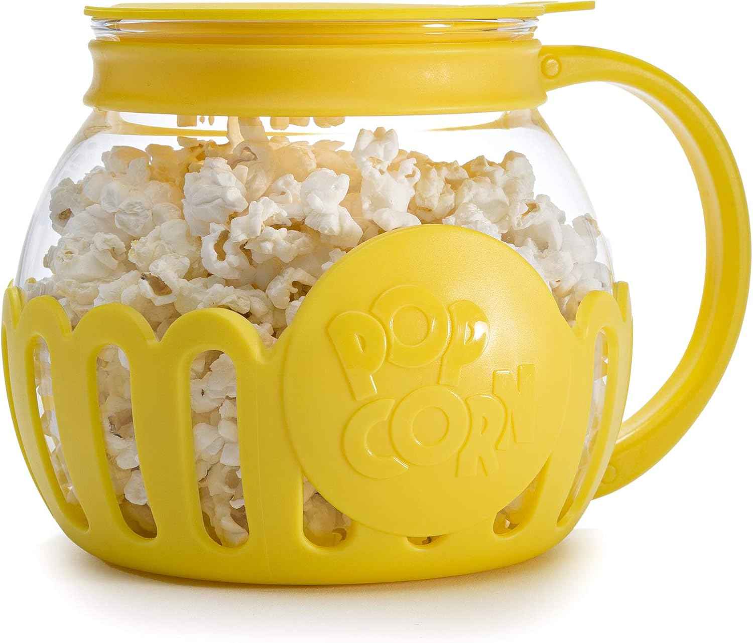 Ecolution Patented Micro-Pop Microwave Popcorn Popper with Temperature Safe Glass, 3-in-1 Lid Measures Kernels and Melts Butter, Made Without BPA, Dishwasher Safe, 1.5-Quart, Aqua