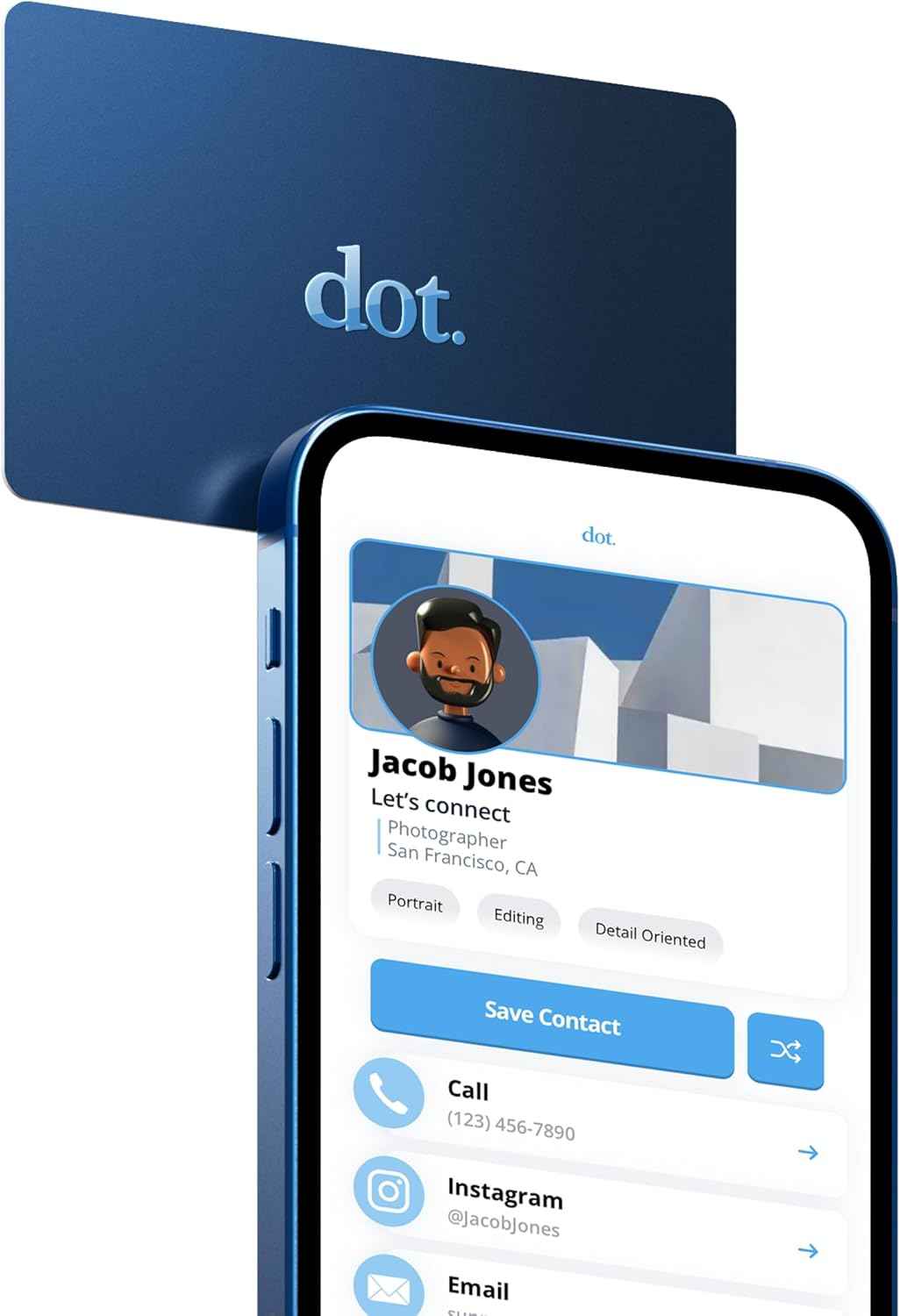dot. Card - Digital Business Card - Tap Compatible with iPhone & Android (Black)