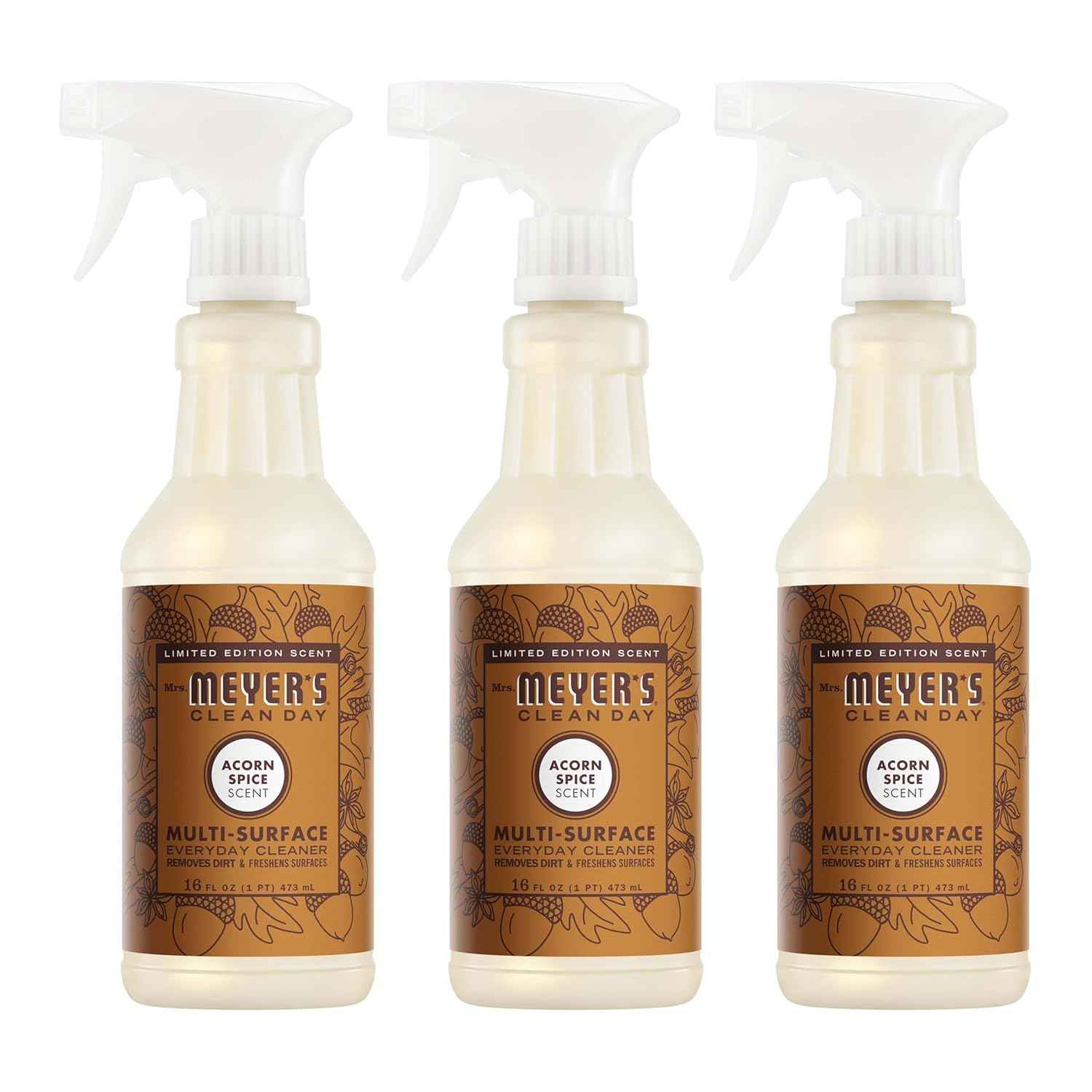 MRS. MEYER'S CLEAN DAY All-Purpose Cleaner Spray, Limited Edition Acorn Spice, 16 fl. oz - Pack of 3