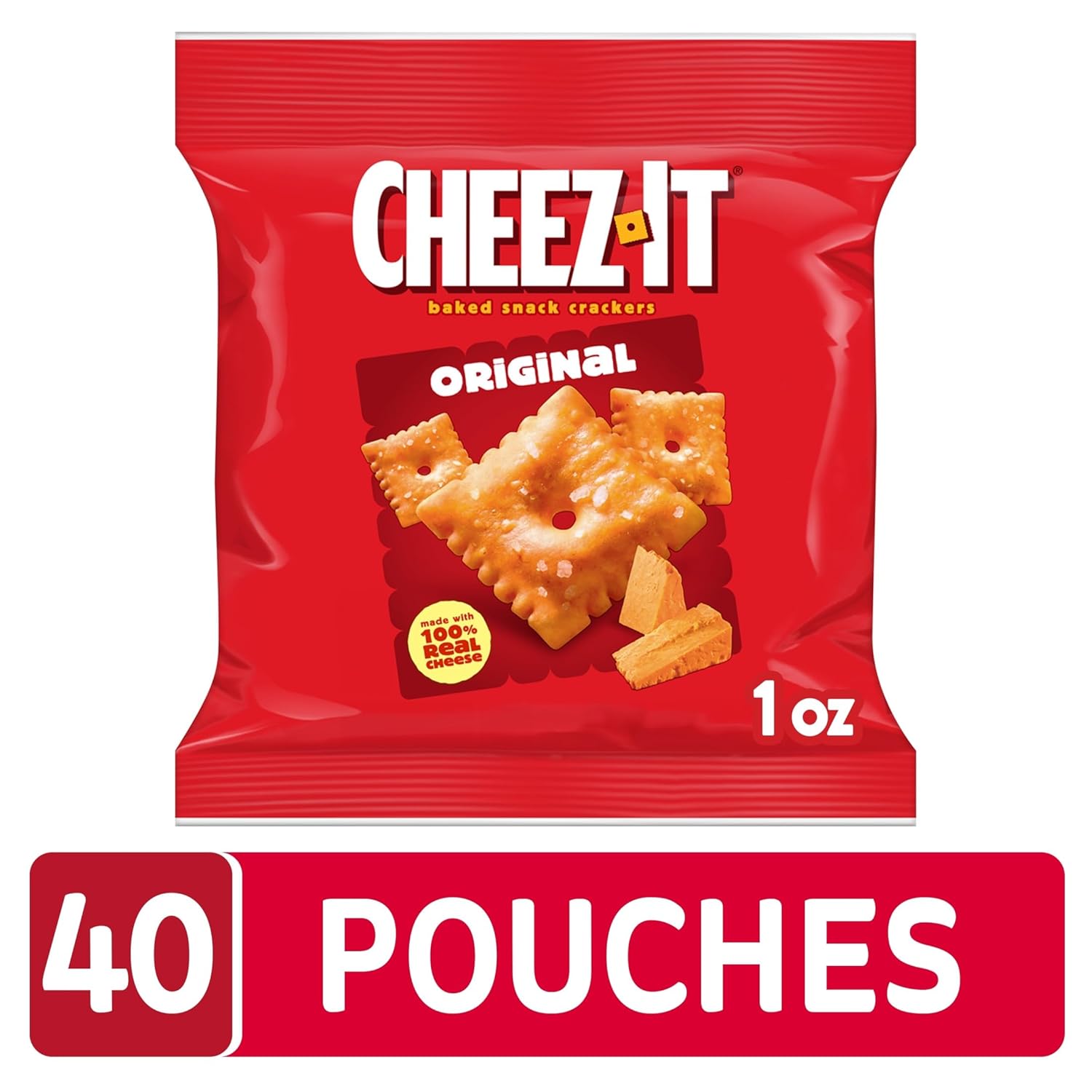 Cheez-It Original Baked Snack Crackers, 40 Packs of Individually Wrapped 1-Ounce Bags