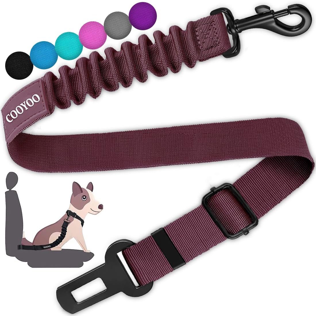 cooyoo dog seat belt 3 piece set adjustable nylon pet safety harness heavy duty elastic