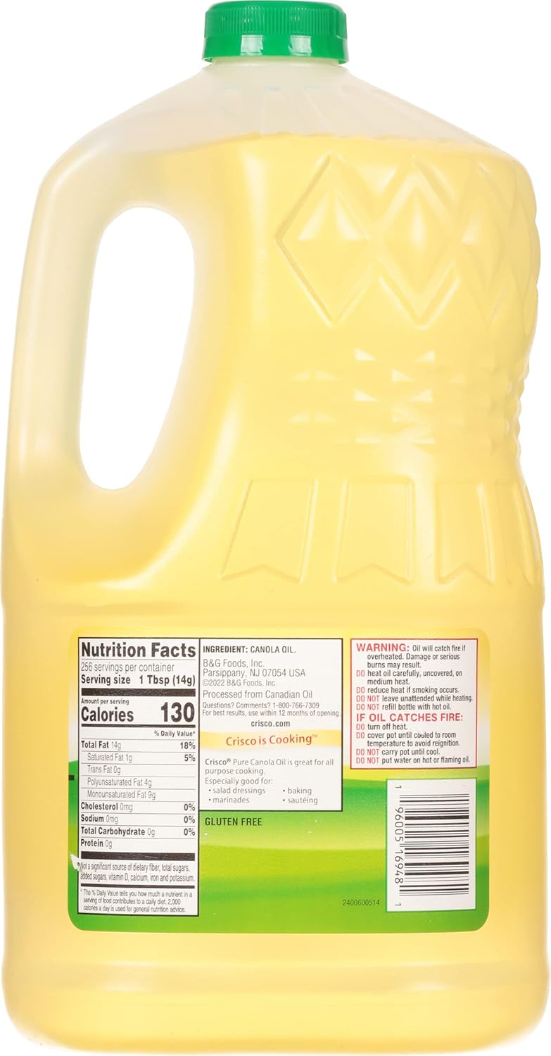 Crisco pure canola oil 1 gallon kosher cholesterol free cooking frying baking
