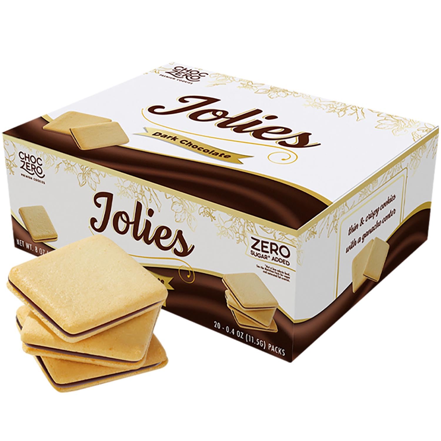 choczero dark chocolate jolies gluten free sugar free keto cookies box 20 count 8 ounce