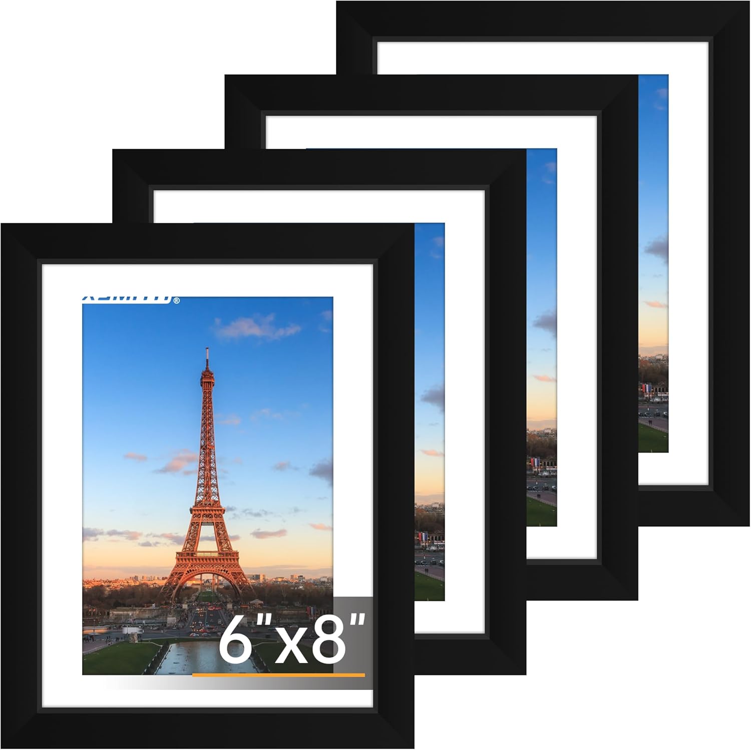 FIXSMITH 8x10 Picture Frame Set of 2, Photo Frame with HD Plexiglass, Display Pictures 5x7 with Mat or 8x10 Without Mat Multi Picture Frames Collage for Tabletop or Wall Display, Black