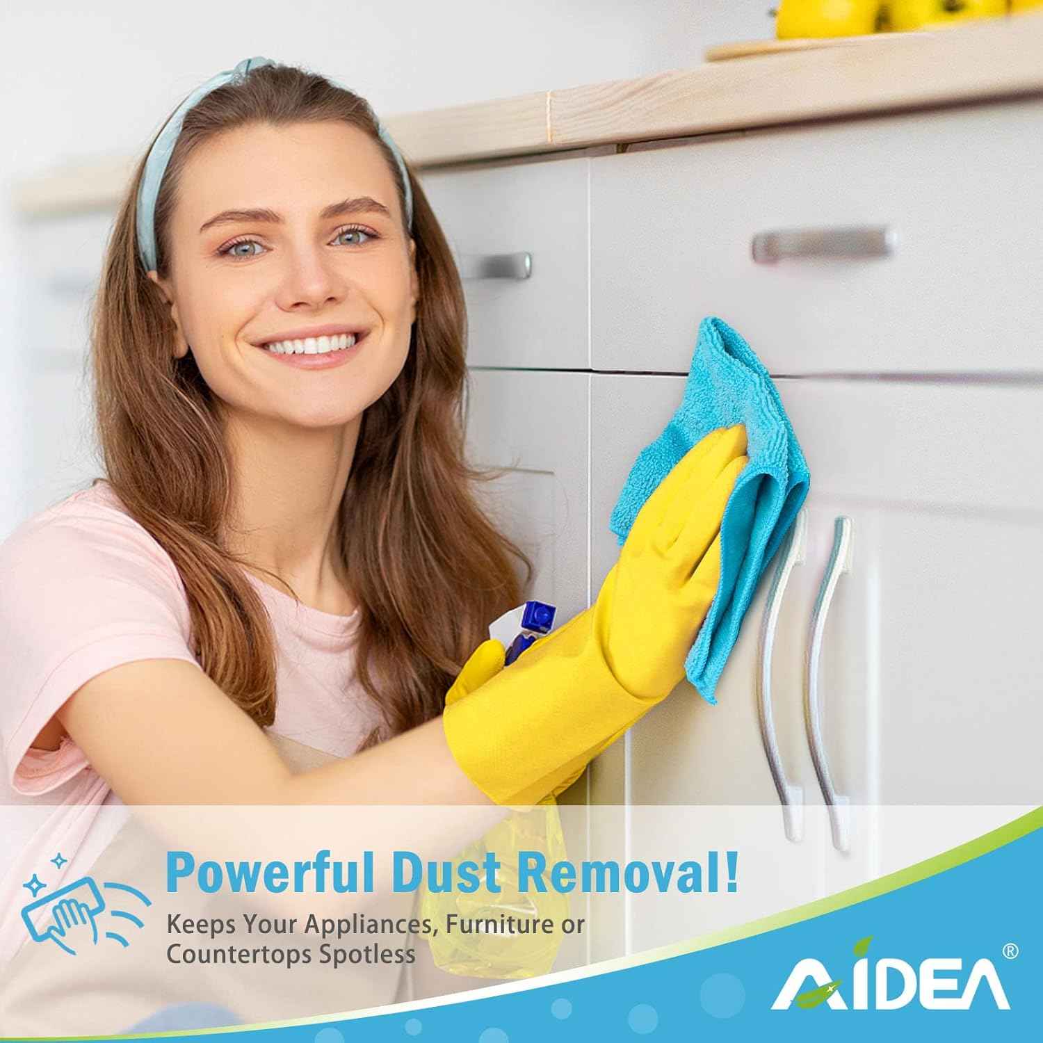AIDEA Microfiber Cleaning Cloth-50PK, Soft Microfiber Towels for Cars, Absorbent Cleaning Rags, Lint-Free Streak-Free Wash Cloths for House, Kitchen, Window(12in.x12in)