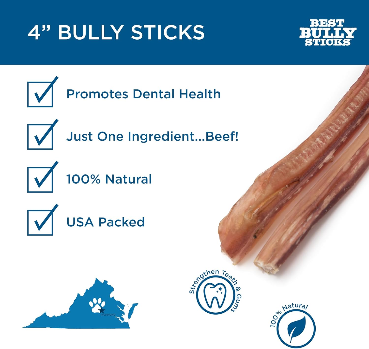 Best Bully Sticks 4 inch bully sticks for small dogs - 8 oz pack - natural, grain-free, rawhide-free