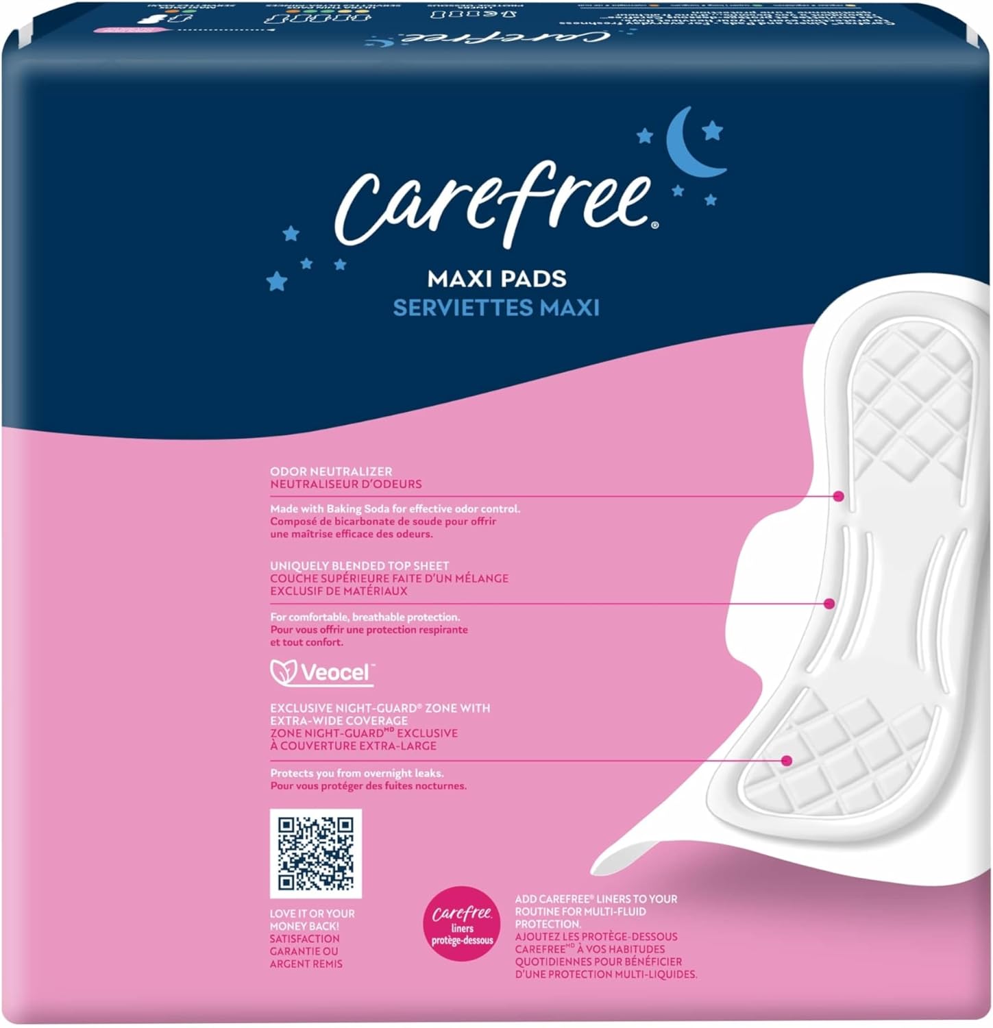 carefree maxi overnight pads with wings 28ct feminine care protection