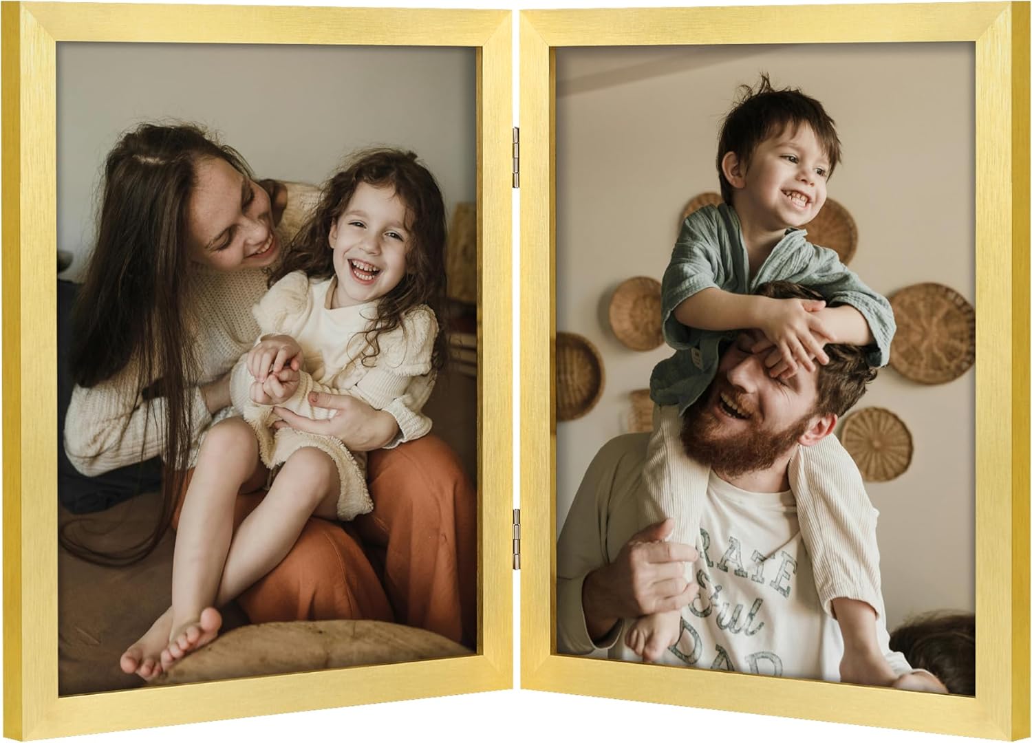 decorUhome double 4x6 picture frame vertical engineered wood bifold photo frame with plexiglass tabletop display black
