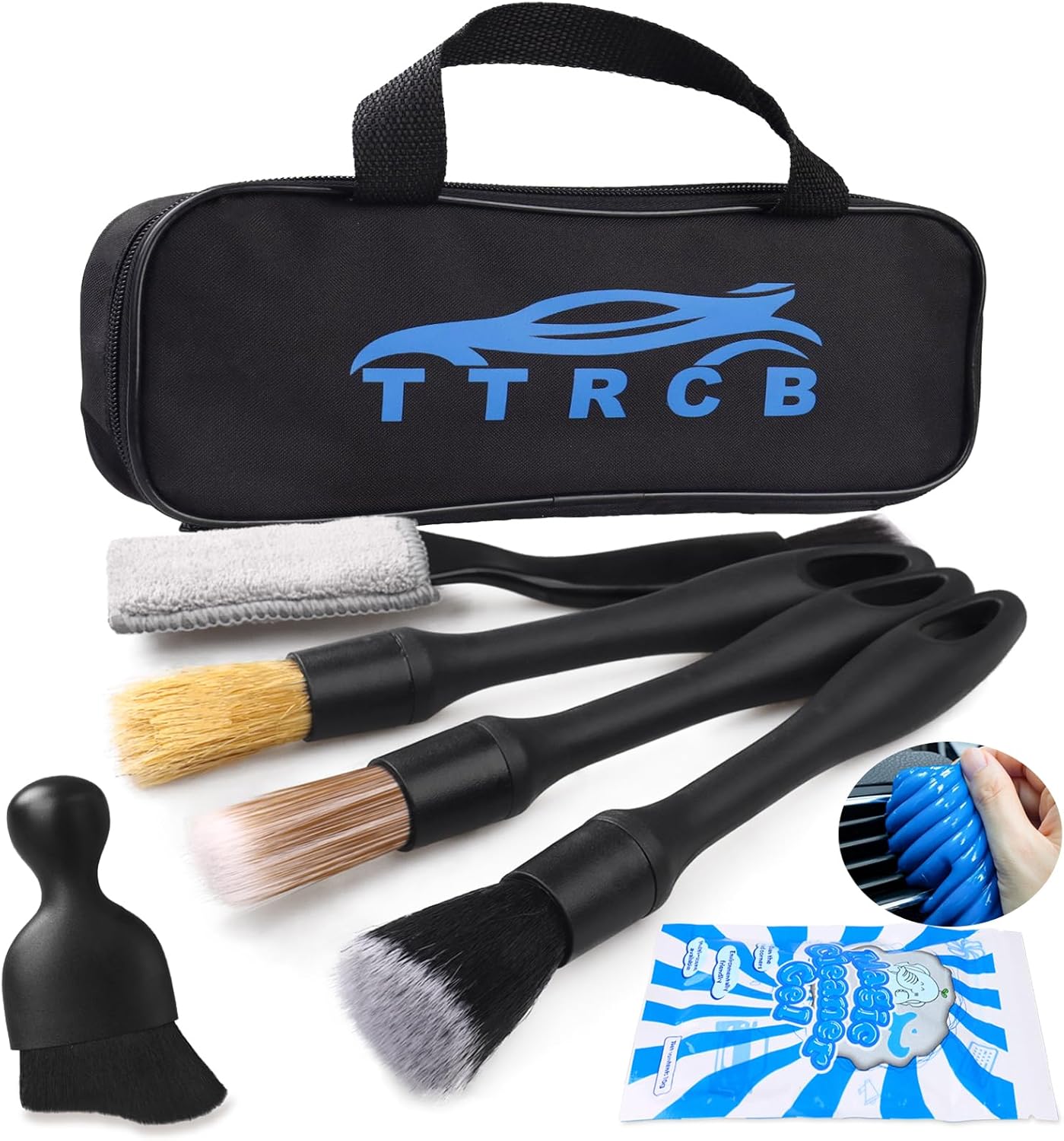 7pcs Car Detailing Brush Set, Ultra Soft Boars Hair, Car Cleaning Gel Supplies Kit, Car Dust Brush, Accessories for Truck, SUV, Interior Cleaning
