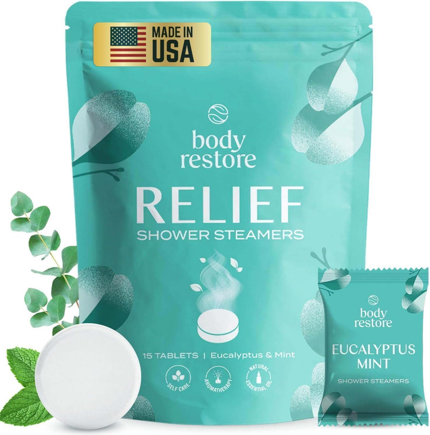 Body Restore Shower Steamers Eucalyptus Aromatherapy 15 Pack