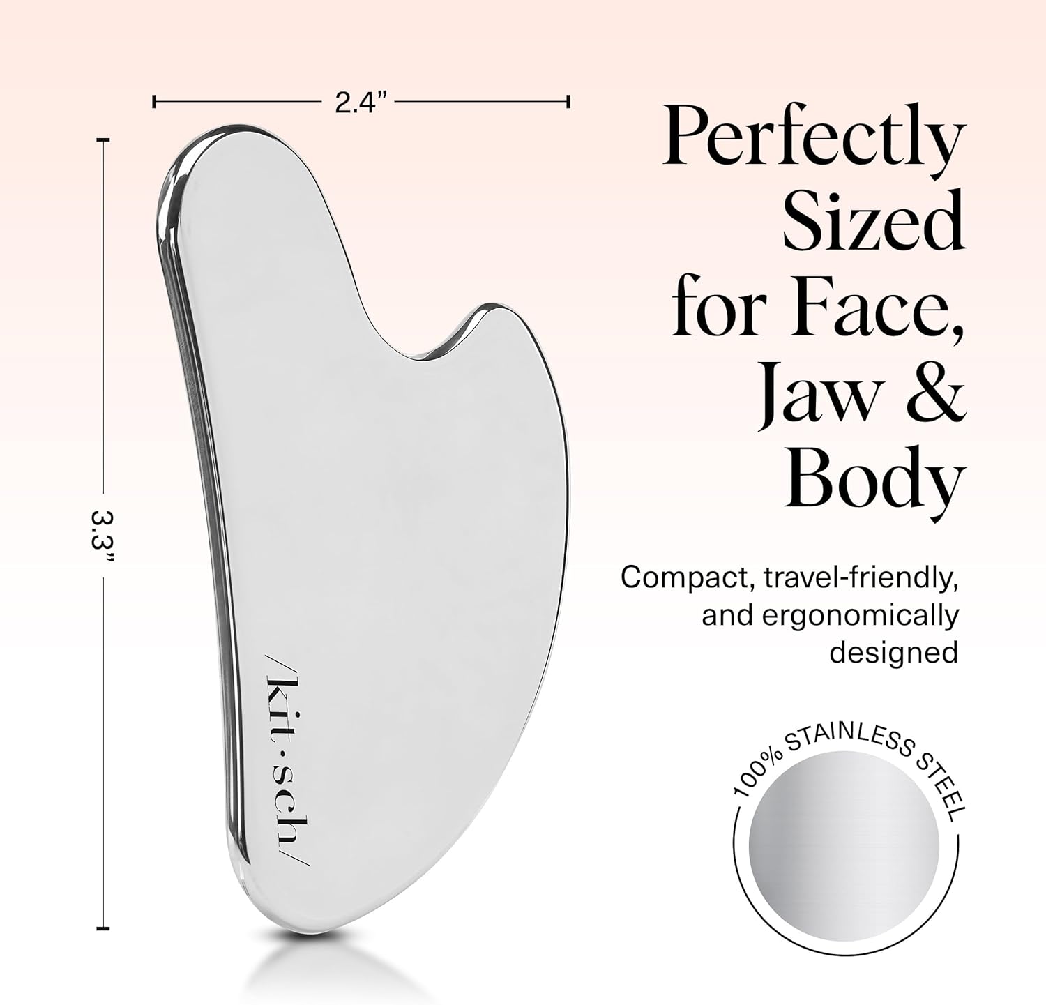 kitsch stainless steel gua sha facial tools 100% stainless steel silver