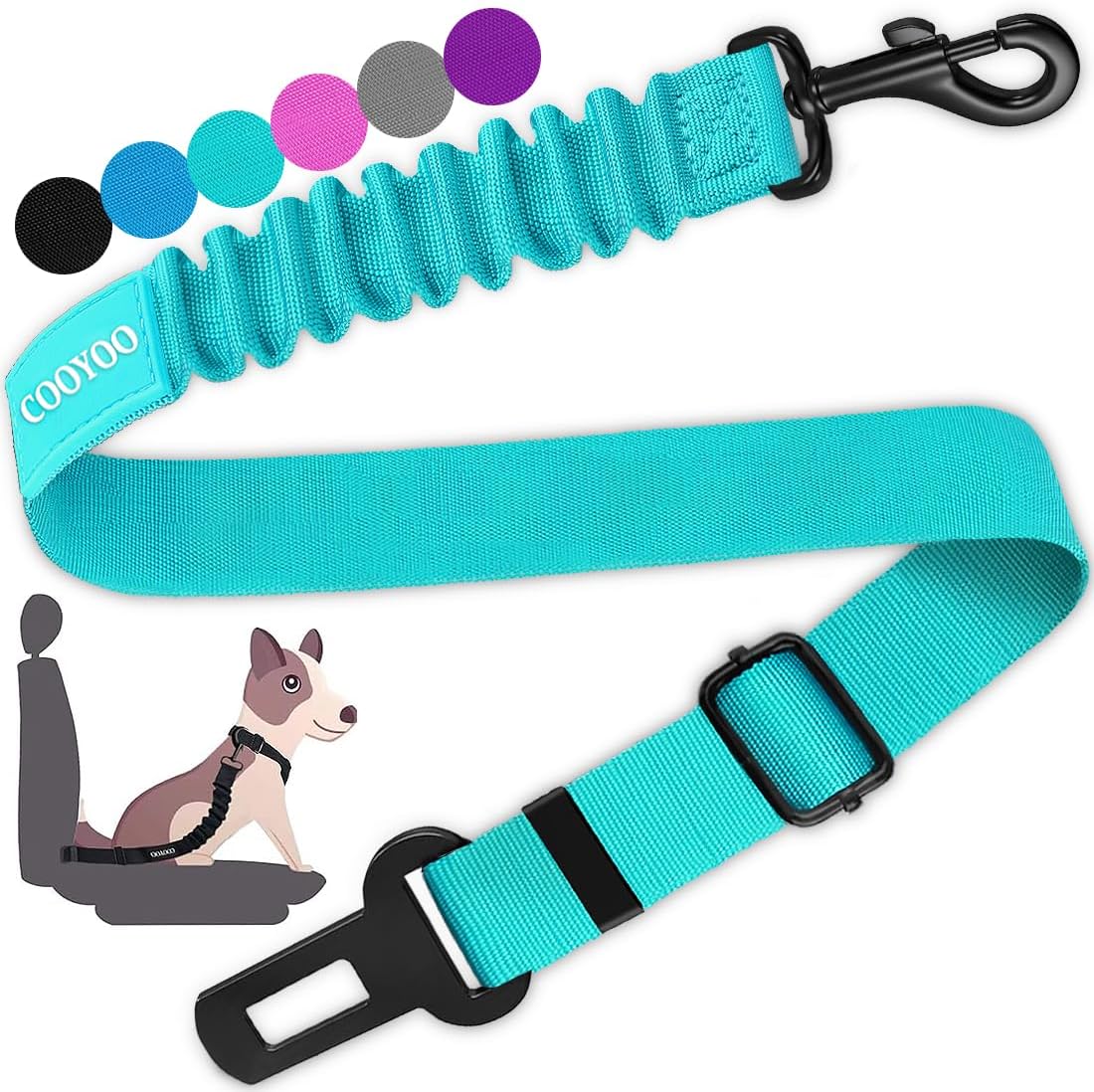 cooyoo dog seat belt 3 piece set adjustable nylon pet safety harness heavy duty elastic
