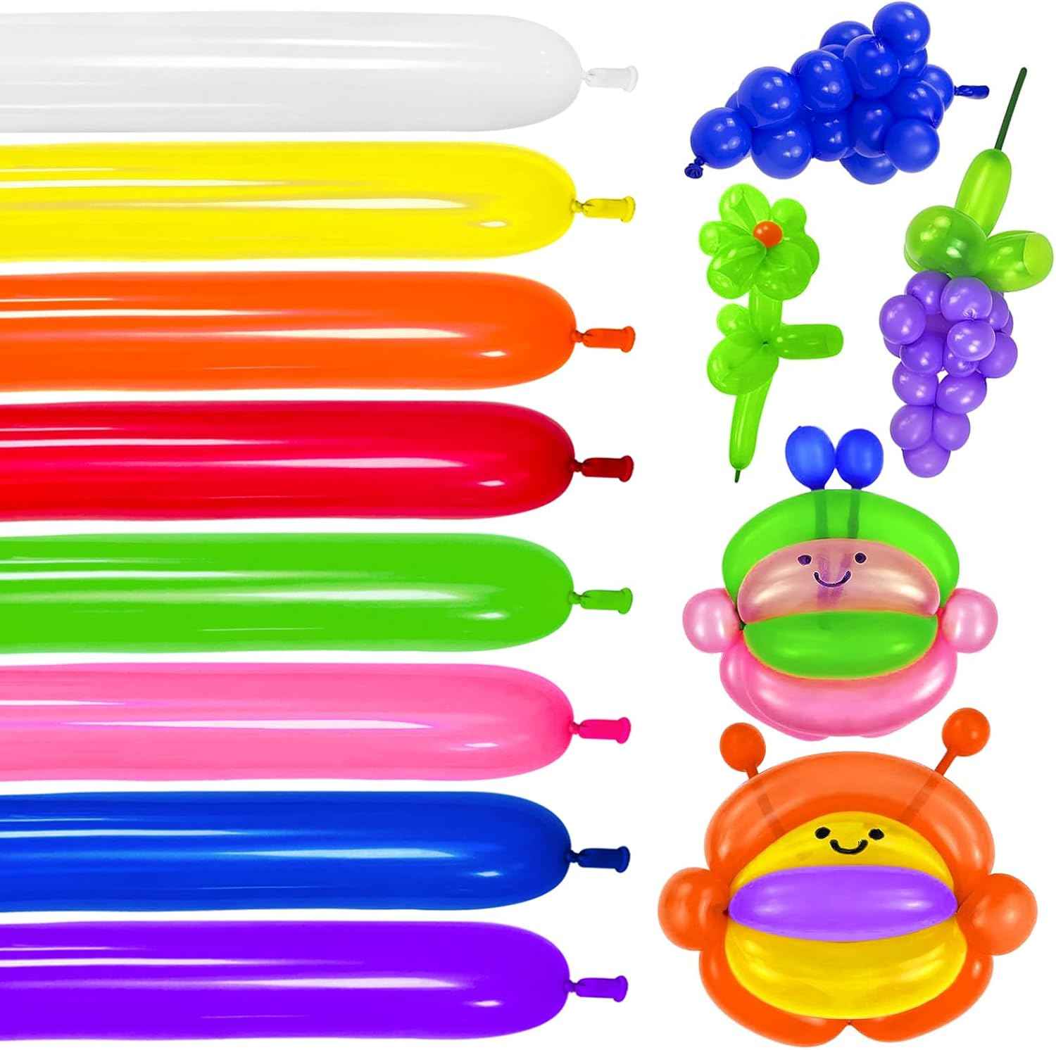 100Pcs 260 Balloons White Long Balloons for Balloon Garland Thickening Skinny Latex Twisting Balloon for Animals Modeling Christmas Birthday Wedding Party Decorations