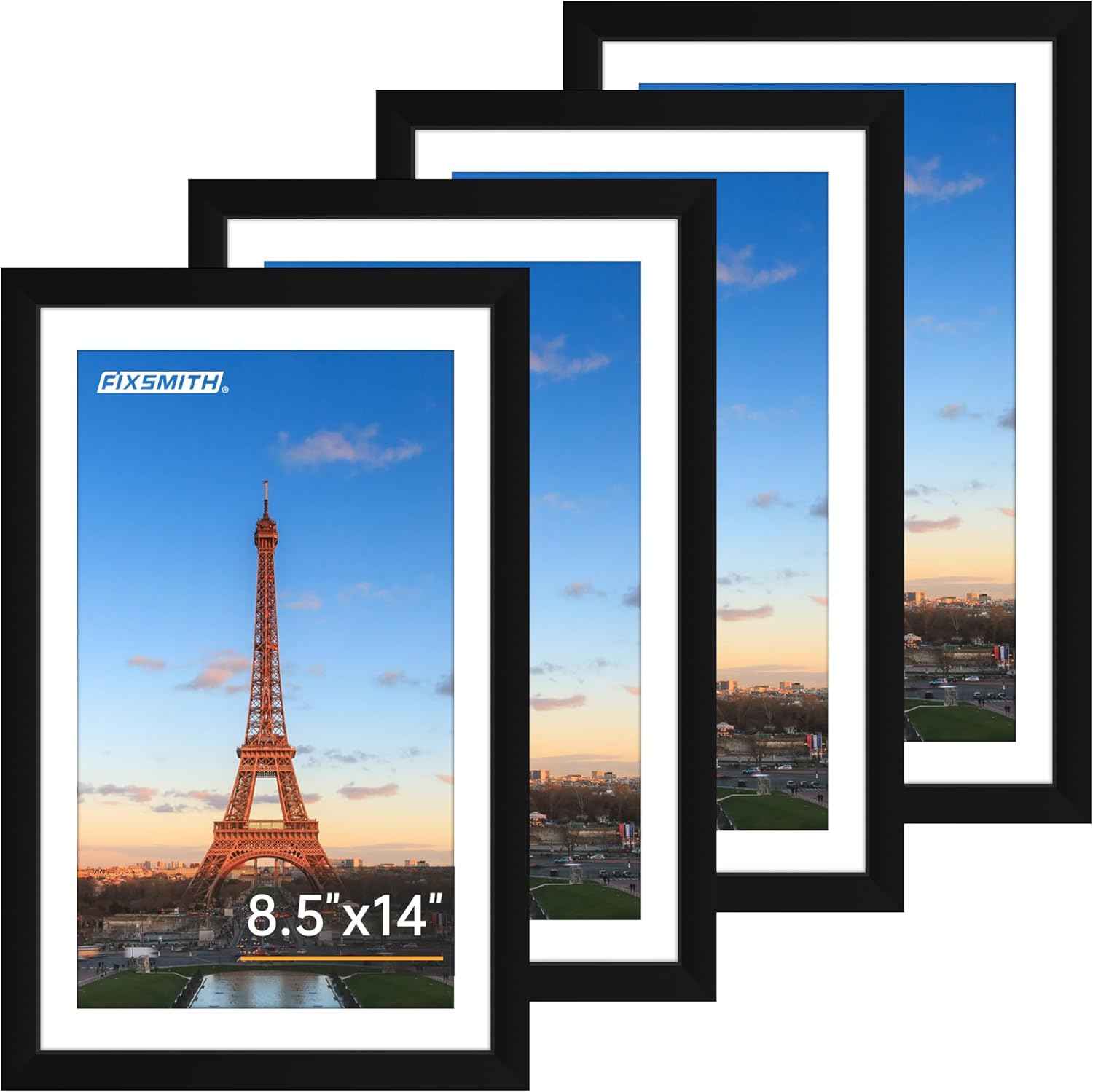 FIXSMITH 8x10 Picture Frame Set of 2, Photo Frame with HD Plexiglass, Display Pictures 5x7 with Mat or 8x10 Without Mat Multi Picture Frames Collage for Tabletop or Wall Display, Black