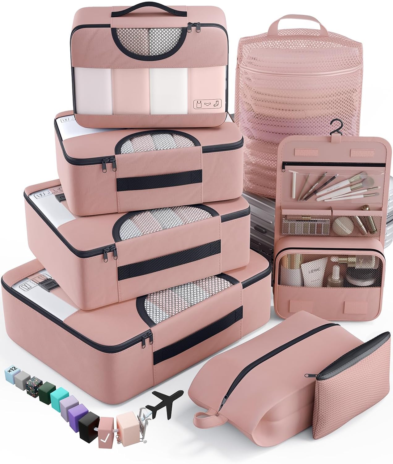 vekens 8-set packing cubes nylon organizer bags for beach vacation cruise ship travel essentials suitcase