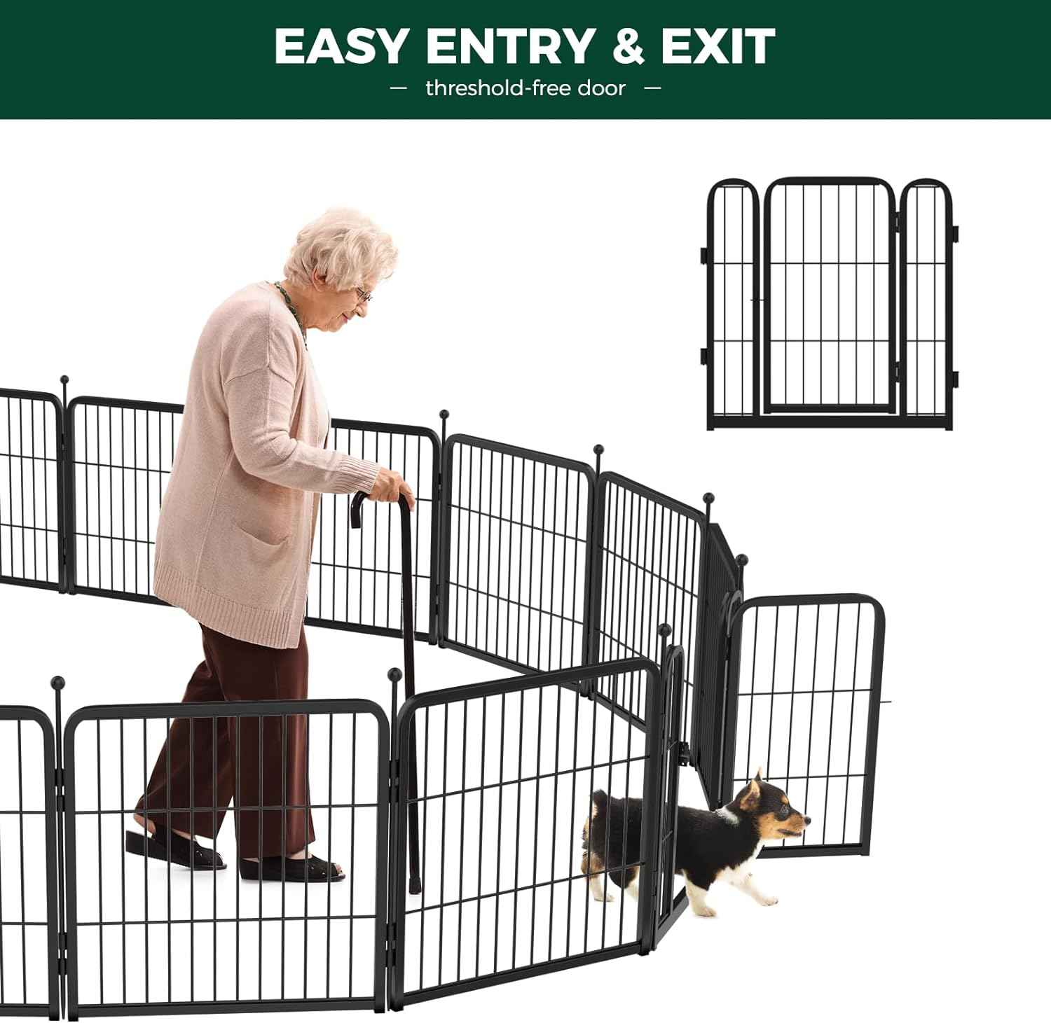 FXW Rollick Unleashed Dog Playpen for Indoor, Yard, RV Camping, 24 inch 8 Panels for Small and Puppy Dogs, Black│Patented